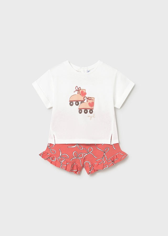 COMPLETO 2 PZ IN COTONE CON FIOCCHETTI ARANCIO - Noi da piccoli