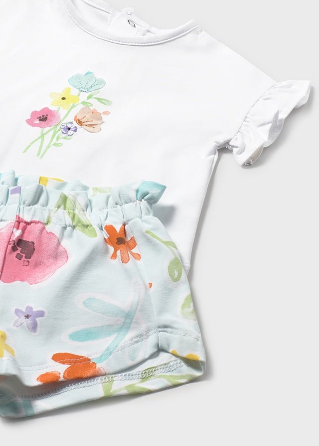 COMPLETO 2 PZ IN COTONE CON FIORELLINI COLORATI HAWAII - Noi da piccoli