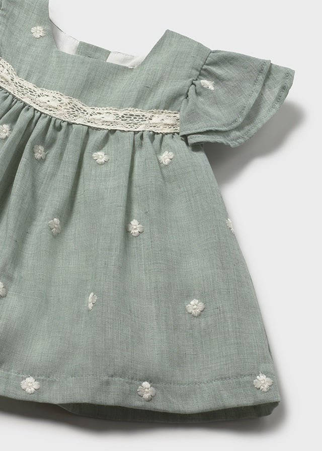 COMPLETO 2 PZ IN COTONE CON FIORELLINI VERDE BOTTIGLIA - Noi da piccoli