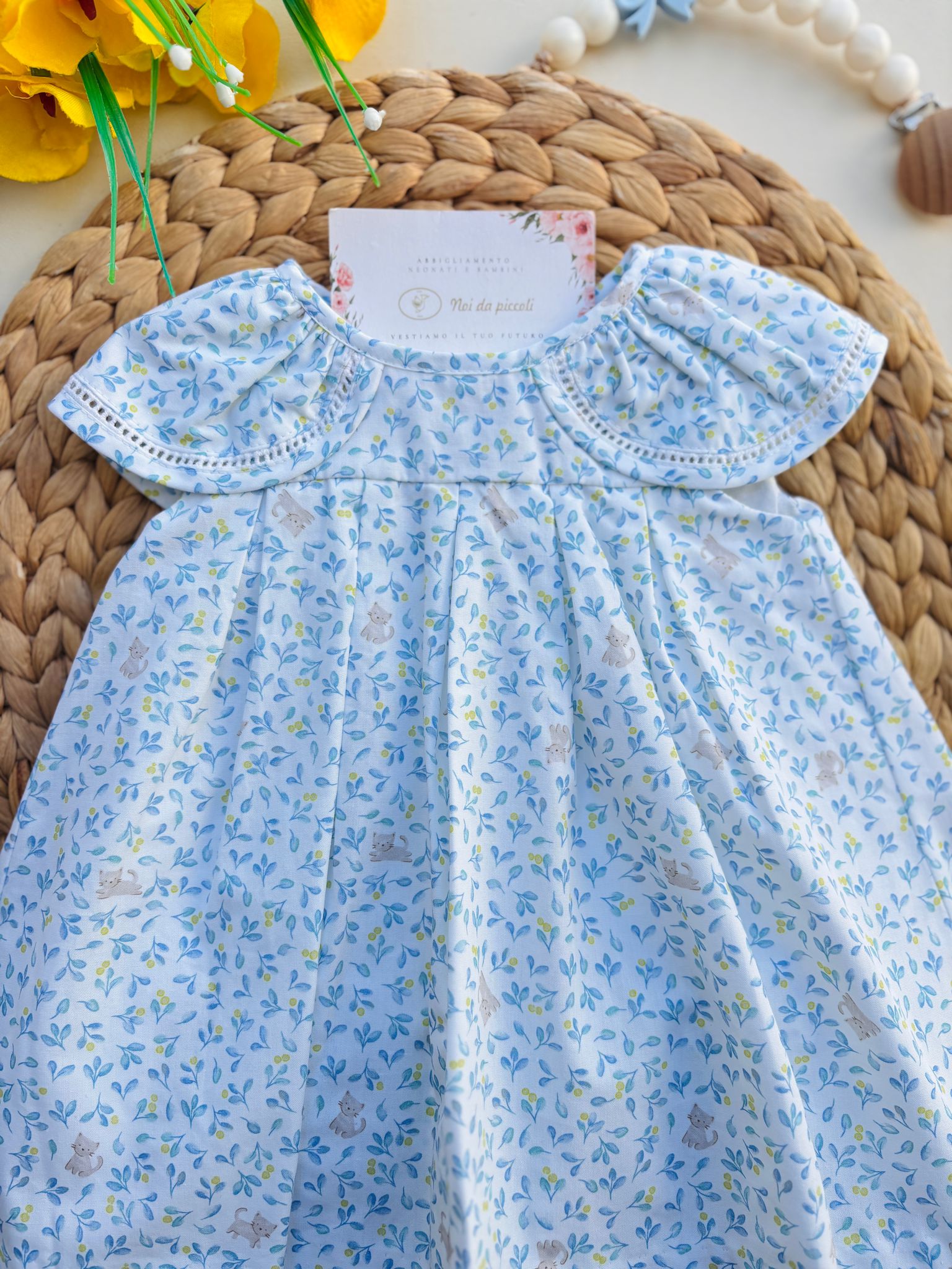 COMPLETO 2 PZ IN COTONE CON FOGLIOLINE E GATTINI LAGOON - Noi da piccoli