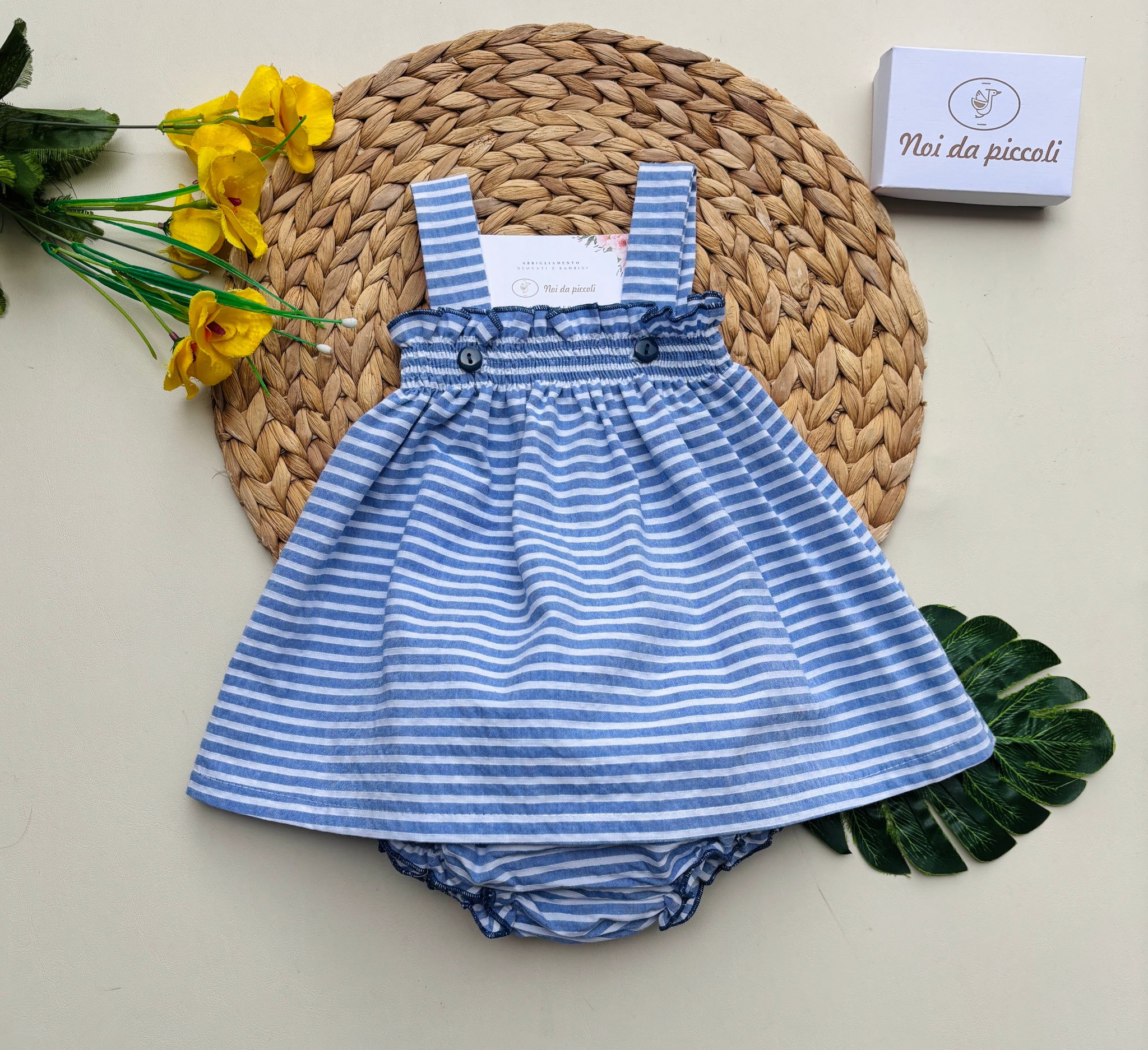 COMPLETO 2 PZ IN COTONE CON STRISCE CIELO - Noi da piccoli