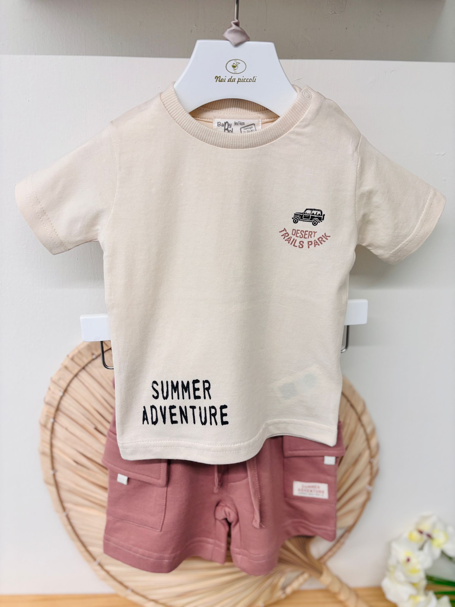 COMPLETO 2 PZ IN COTONE CREMA - Noi da piccoli