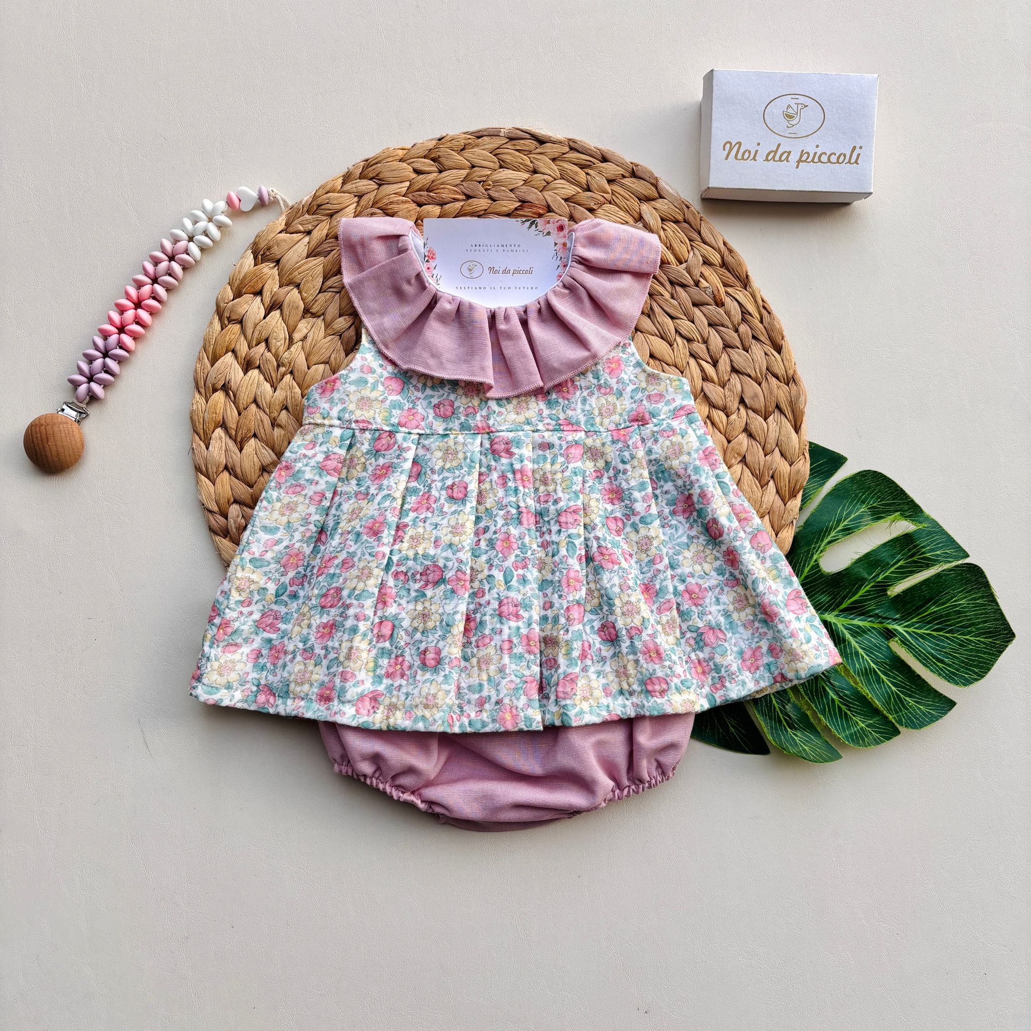 COMPLETO 2 PZ IN COTONE E ACRILICO CON FANTASIA FLOREALE MAQUILLAJE - Noi da piccoli