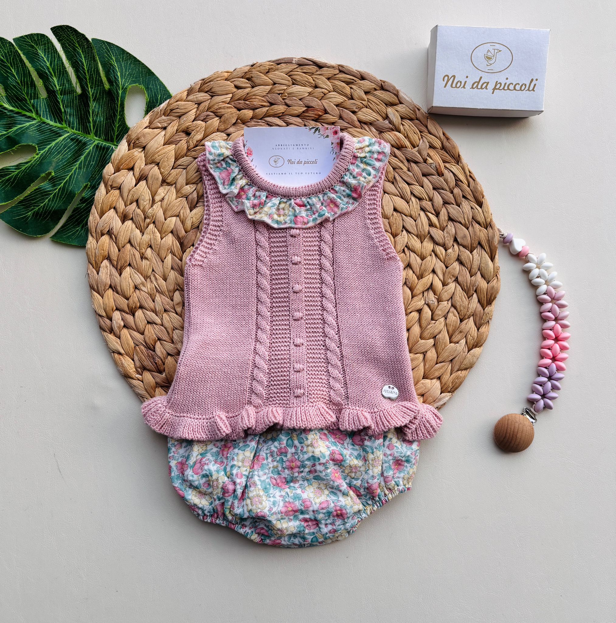 COMPLETO 2 PZ IN COTONE E ACRILICO CON FANTASIA FLOREALE MAQUILLAJE - Noi da piccoli