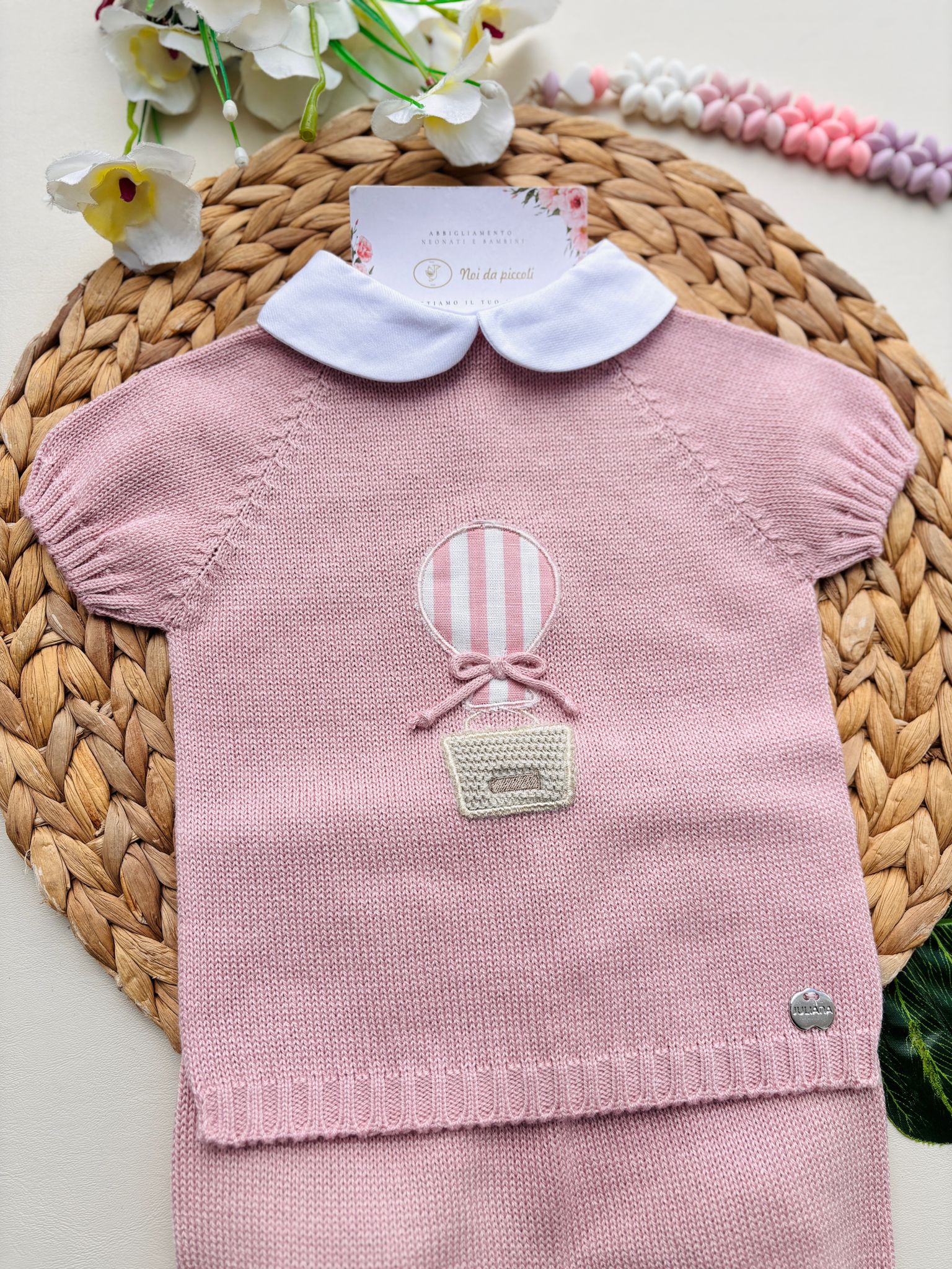 COMPLETO 2 PZ IN COTONE E ACRILICO ROSA - Noi da piccoli
