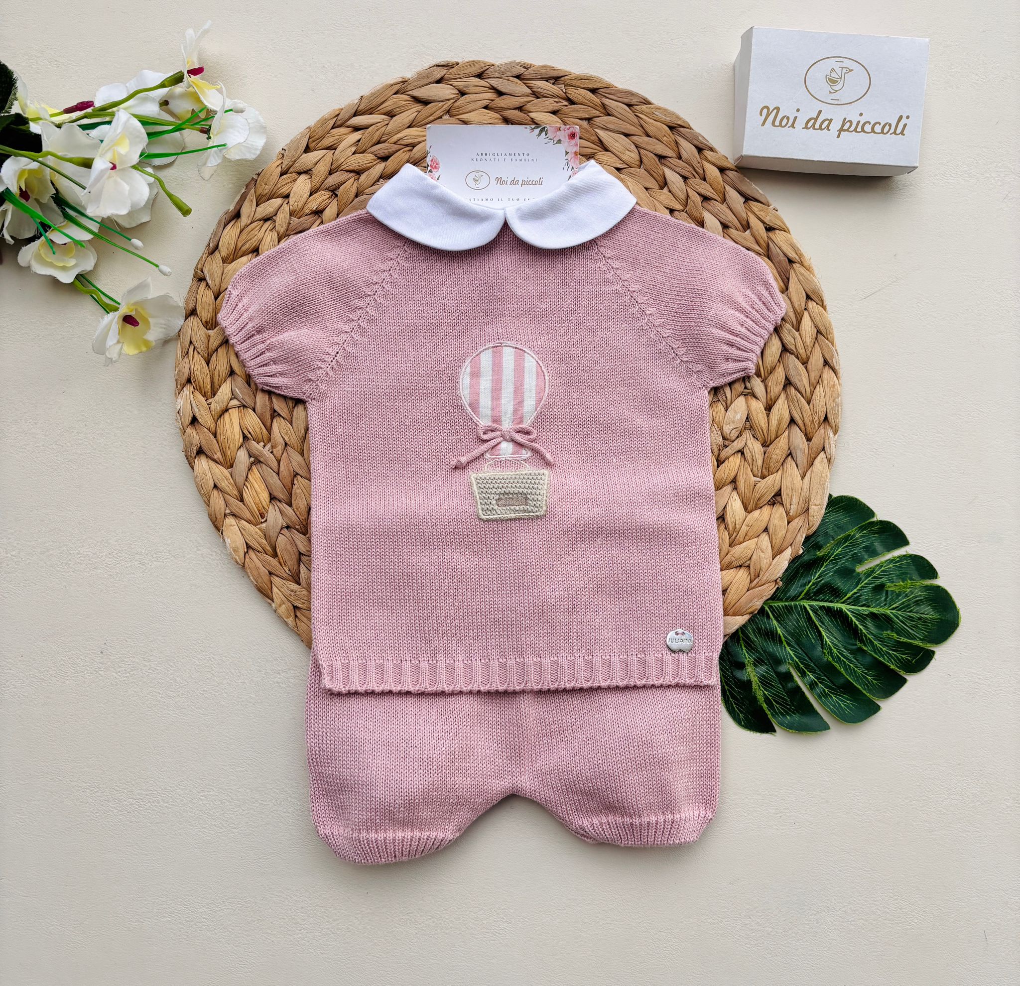 COMPLETO 2 PZ IN COTONE E ACRILICO ROSA - Noi da piccoli