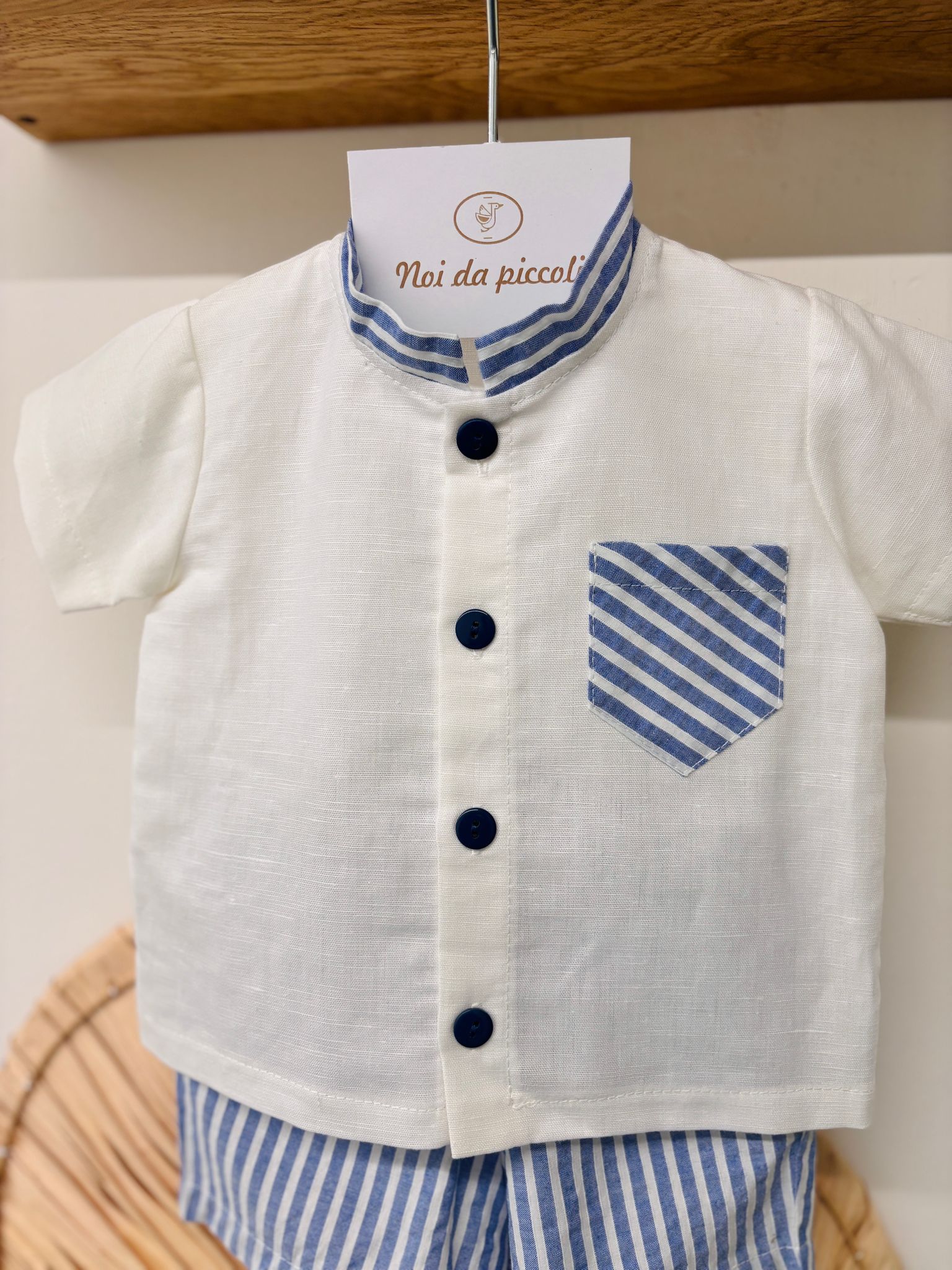 COMPLETO 2 PZ IN COTONE E LINO CIELO - Noi da piccoli