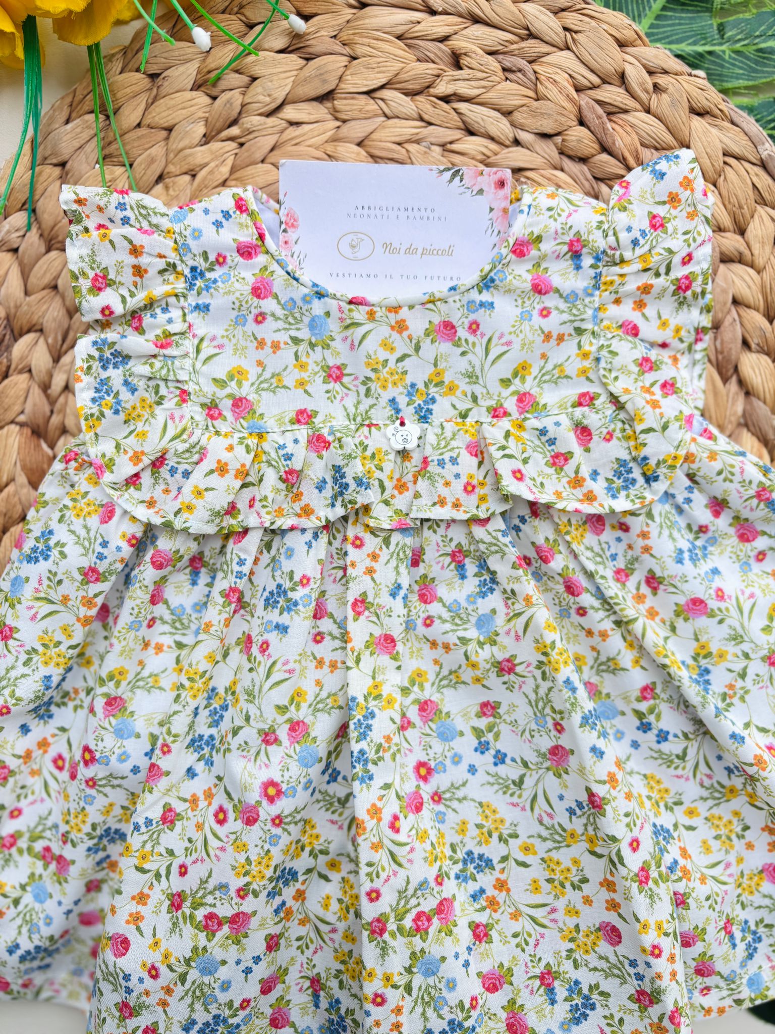 COMPLETO 2 PZ IN COTONE FLOREALE VERDE - Noi da piccoli