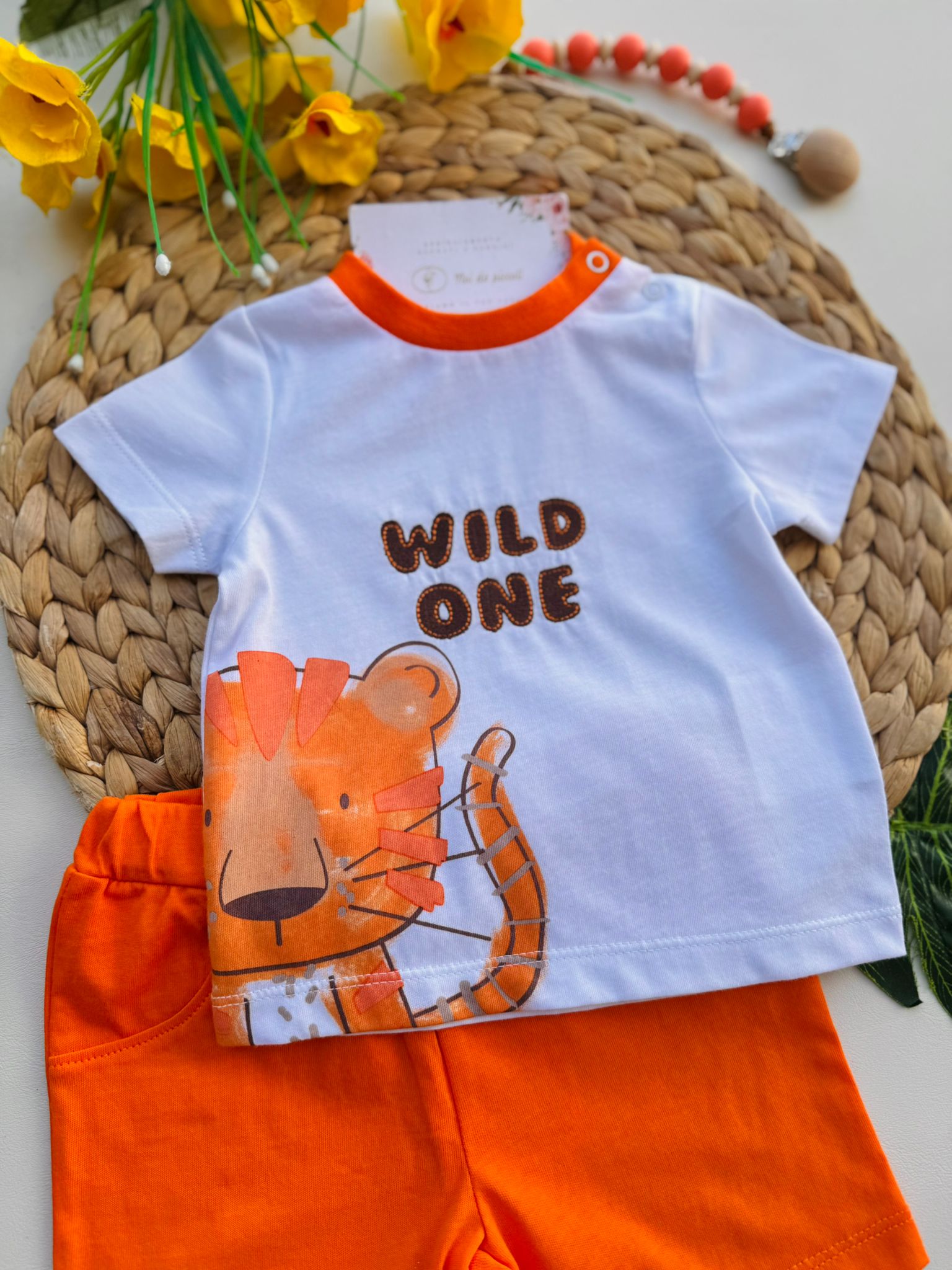 COMPLETO 2 PZ IN COTONE LEONCINO ARANCIO - Noi da piccoli