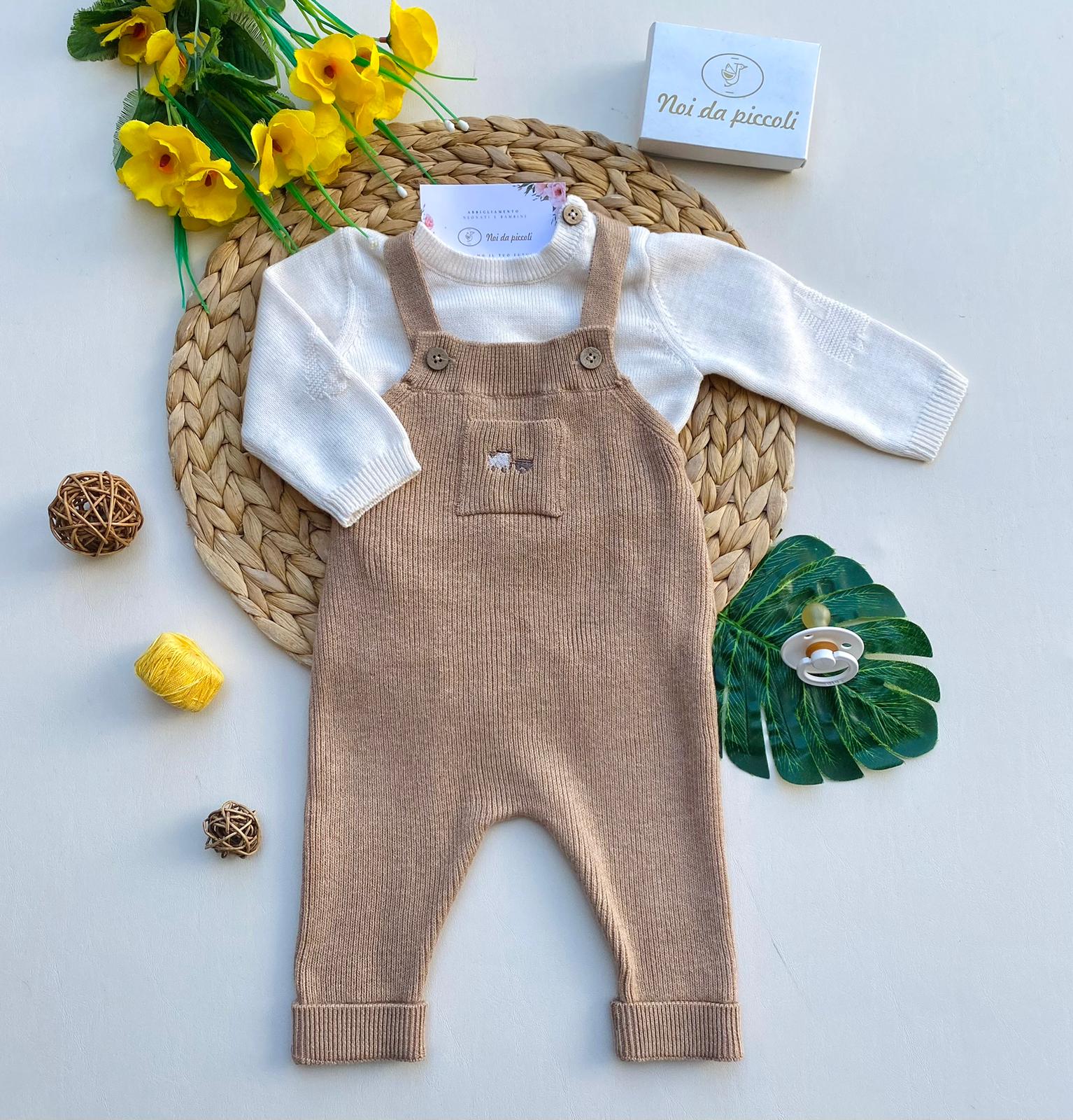 COMPLETO 2 PZ IN FILATO CALDO BEIGE - Noi da piccoli