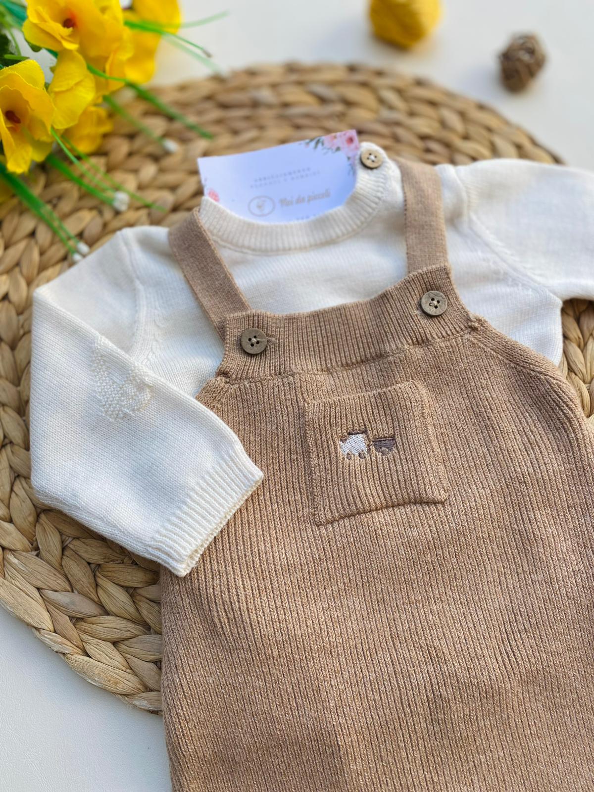 COMPLETO 2 PZ IN FILATO CALDO BEIGE - Noi da piccoli