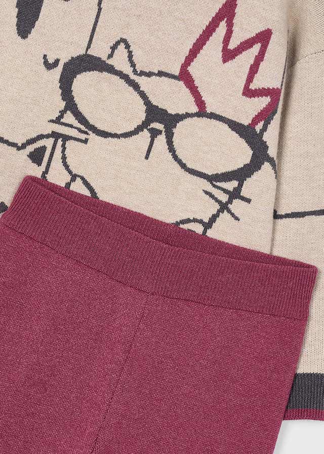 COMPLETO 2 PZ IN FILATO CALDO CON GATTINI CEREZA - Noi da piccoli