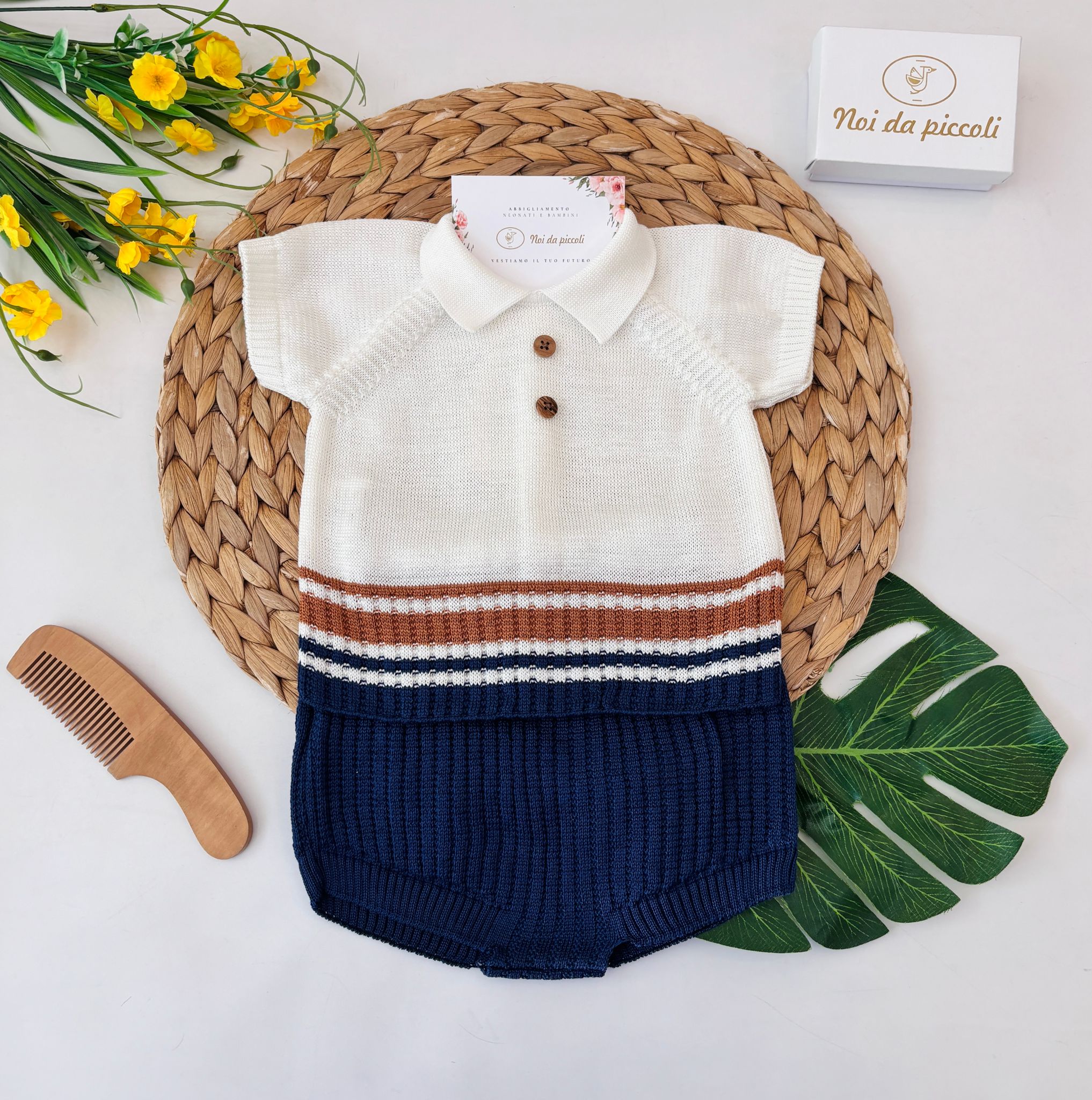 COMPLETO 2 PZ IN FILO BIANCO BLU - Noi da piccoli