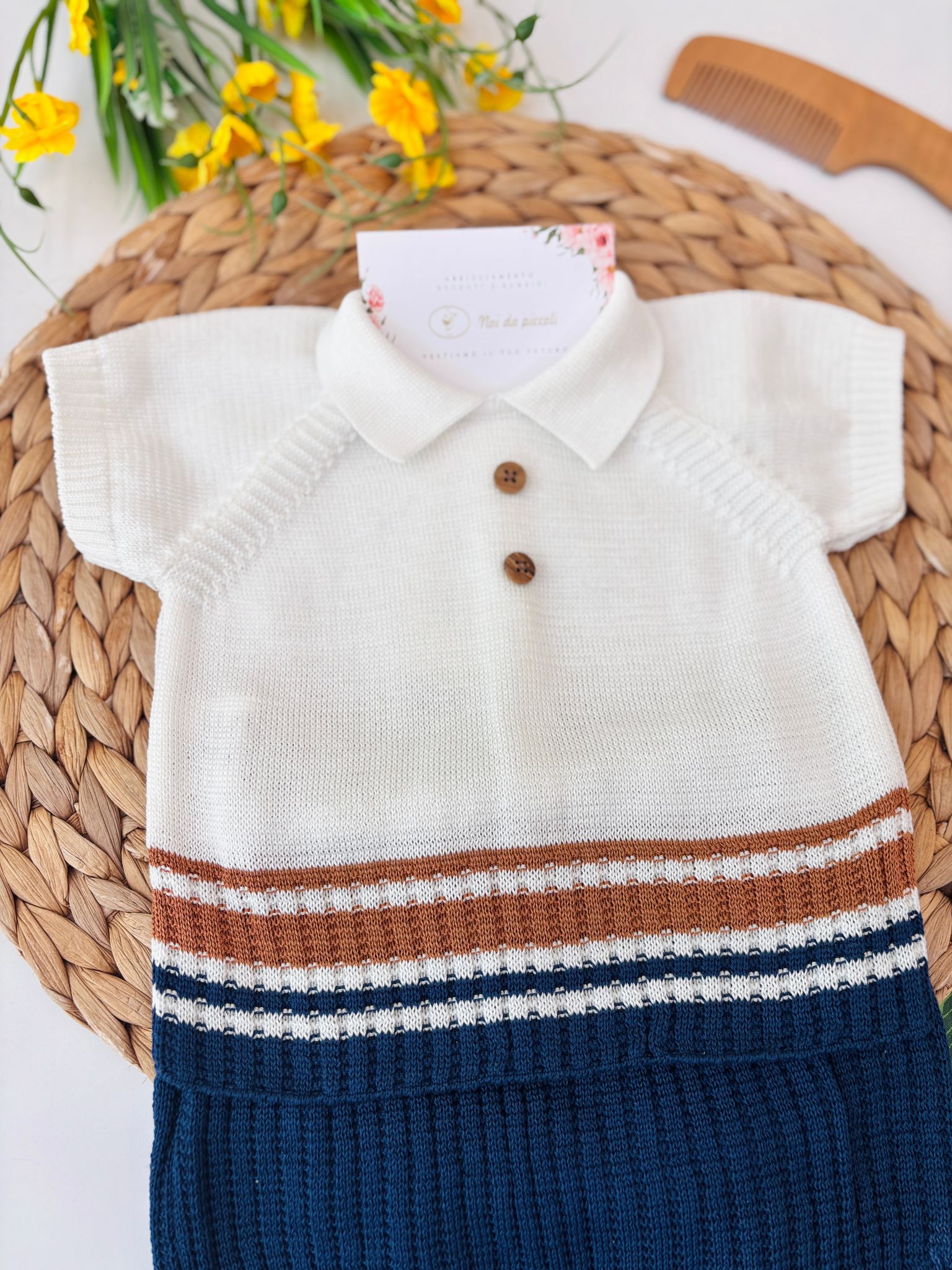 COMPLETO 2 PZ IN FILO BIANCO BLU - Noi da piccoli