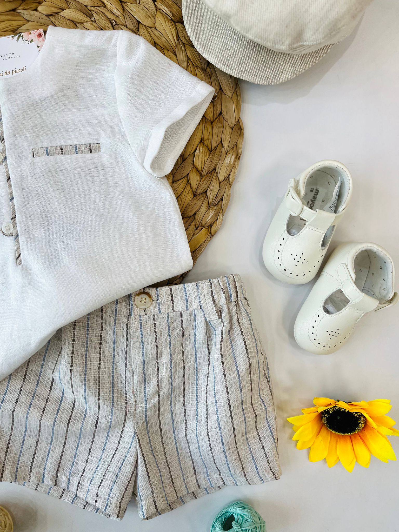 completo 2 pz Lino Bianco - Noi da piccoli