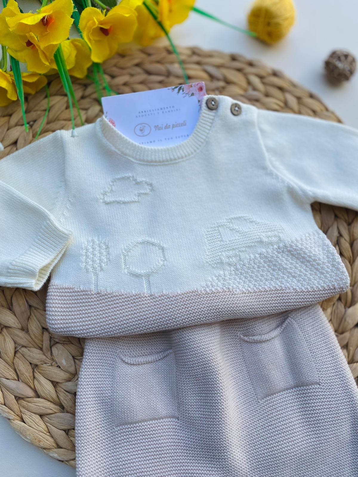 COMPLETO 2 PZ NEUTRO CINIGLIA BEIGE - Noi da piccoli