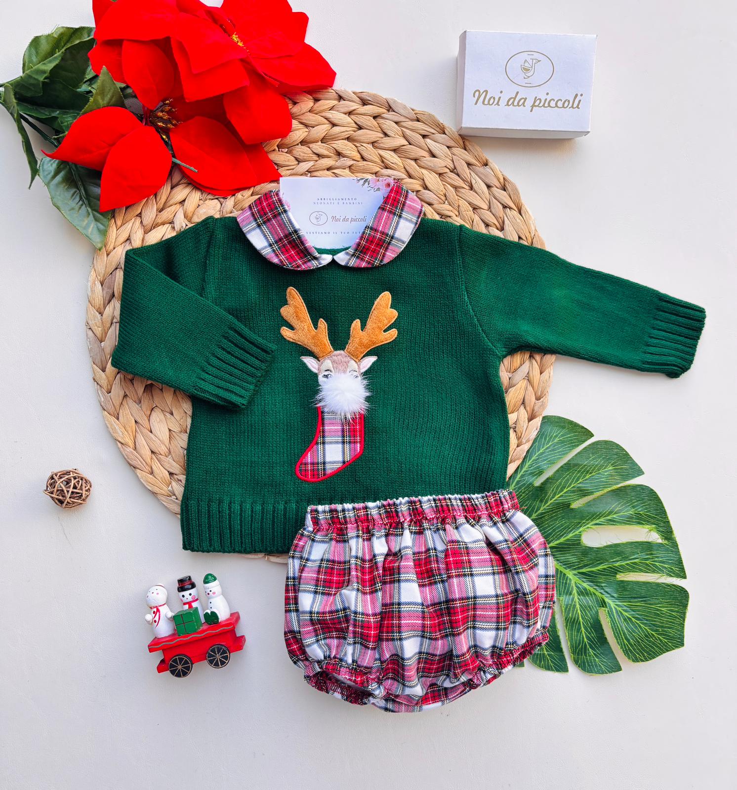 COMPLETO 2 PZ RUDOLF SCOZZESE FILATO CALDO VERDE - Noi da piccoli