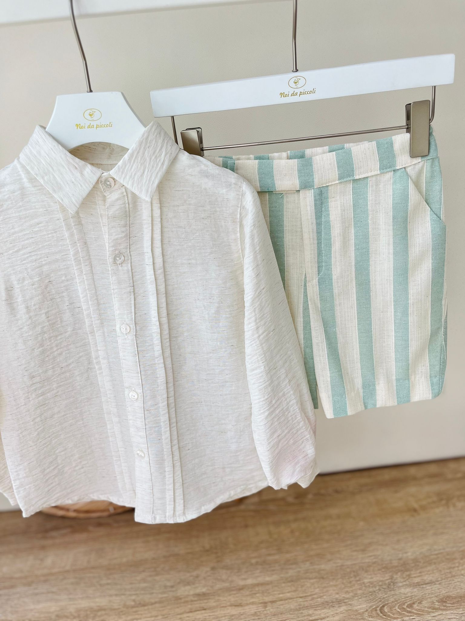 COMPLETO 2 PZ TRIESTE 100 % COTONE VERDE - Noi da piccoli