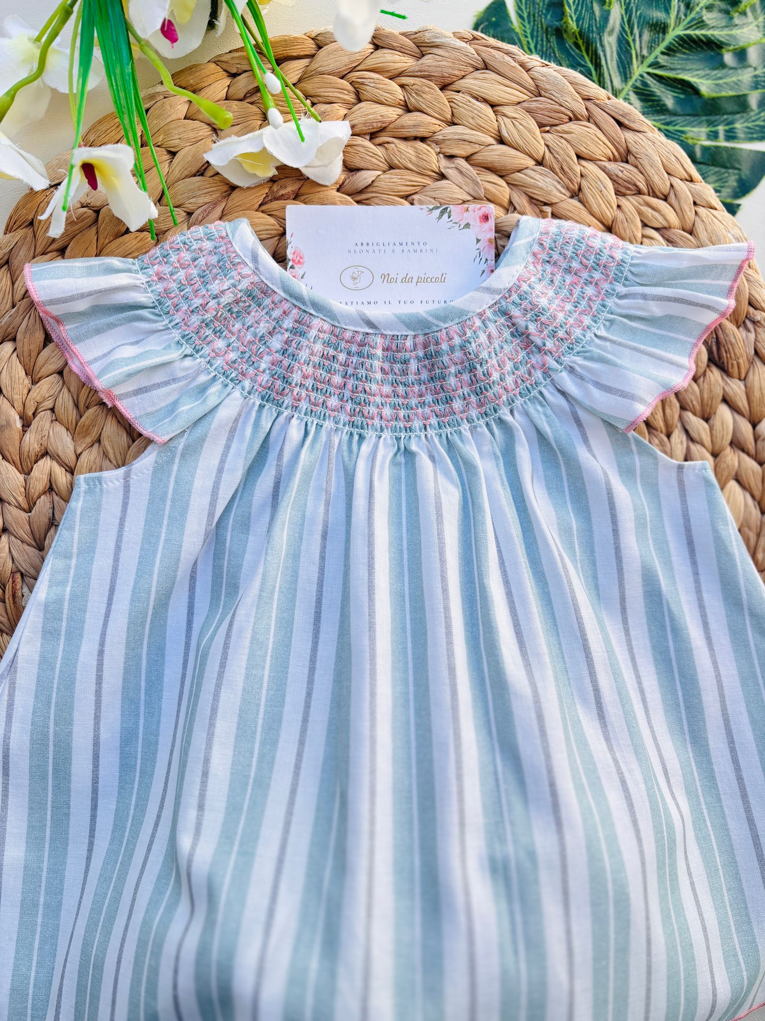 COMPLETO 2 PZ VERDE A RIGHE VERDE - Noi da piccoli