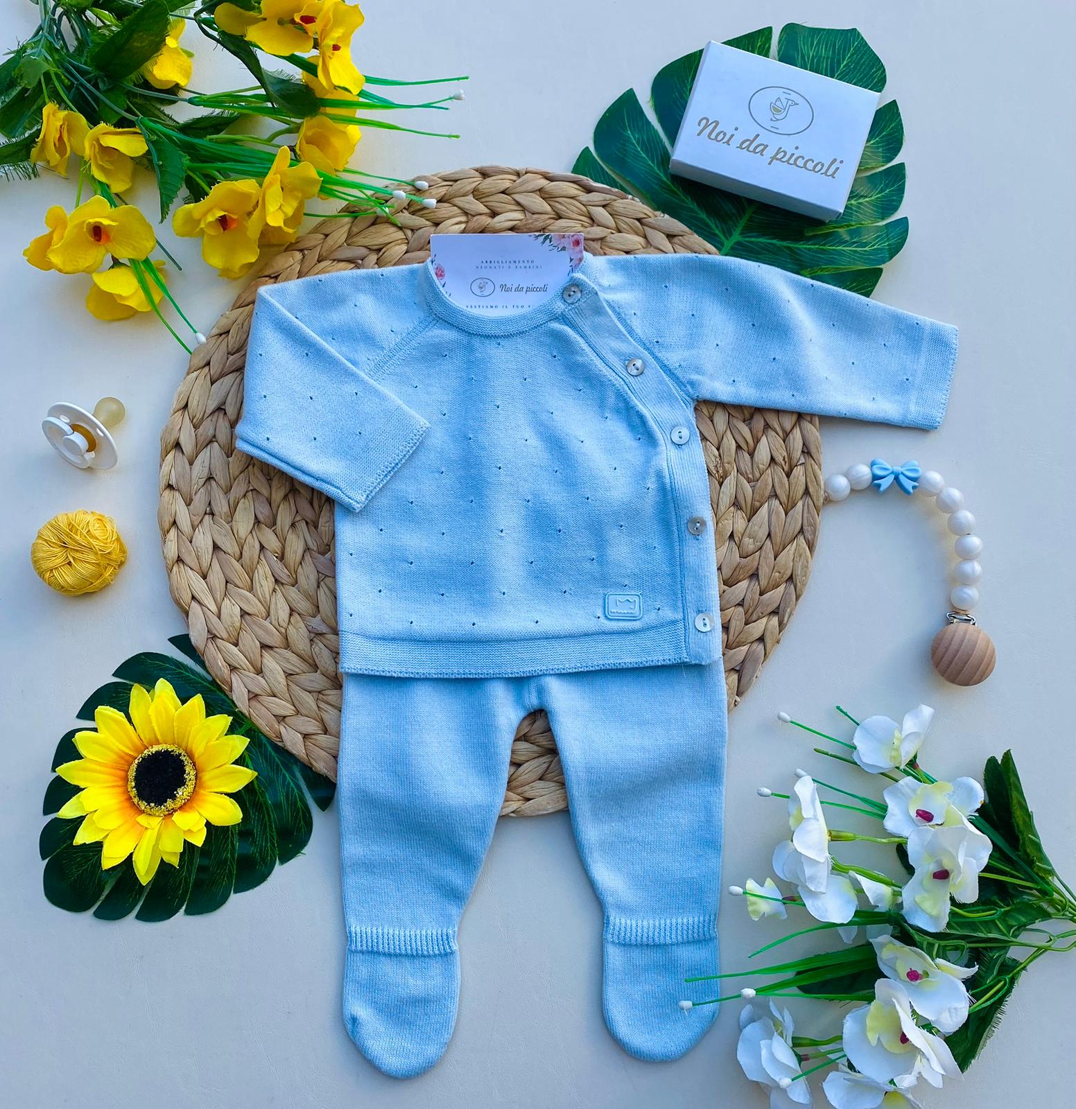 COMPLETO 2PZ 100 % COTONE cielo - Noi da piccoli