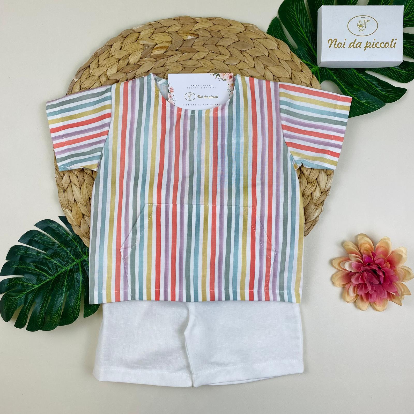 COMPLETO 2PZ 100 % COTONE MILLERIGHE - Noi da piccoli