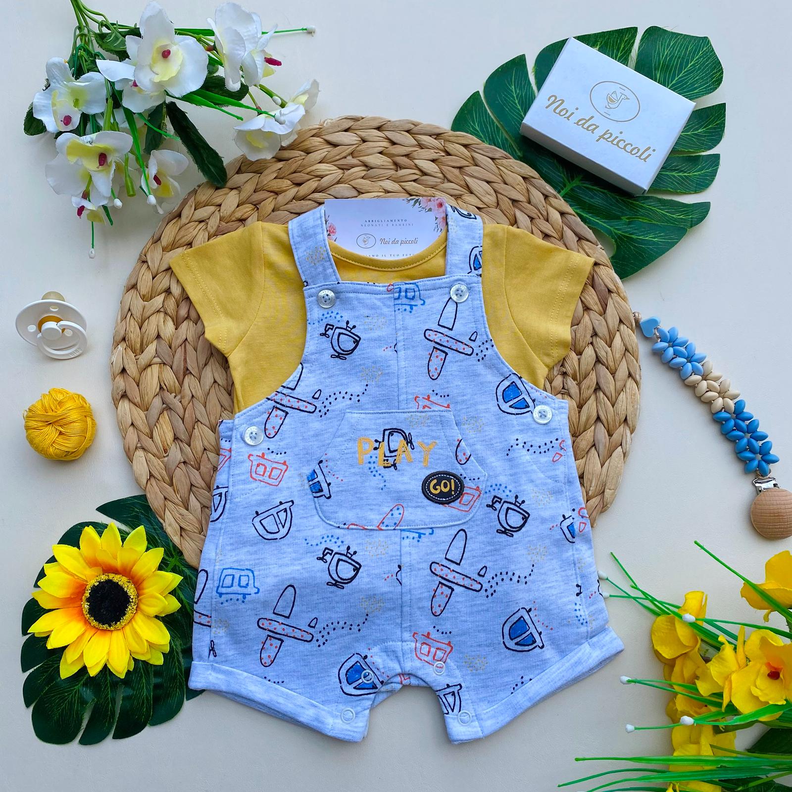 COMPLETO 2PZ 100 % COTONE Senape - Noi da piccoli