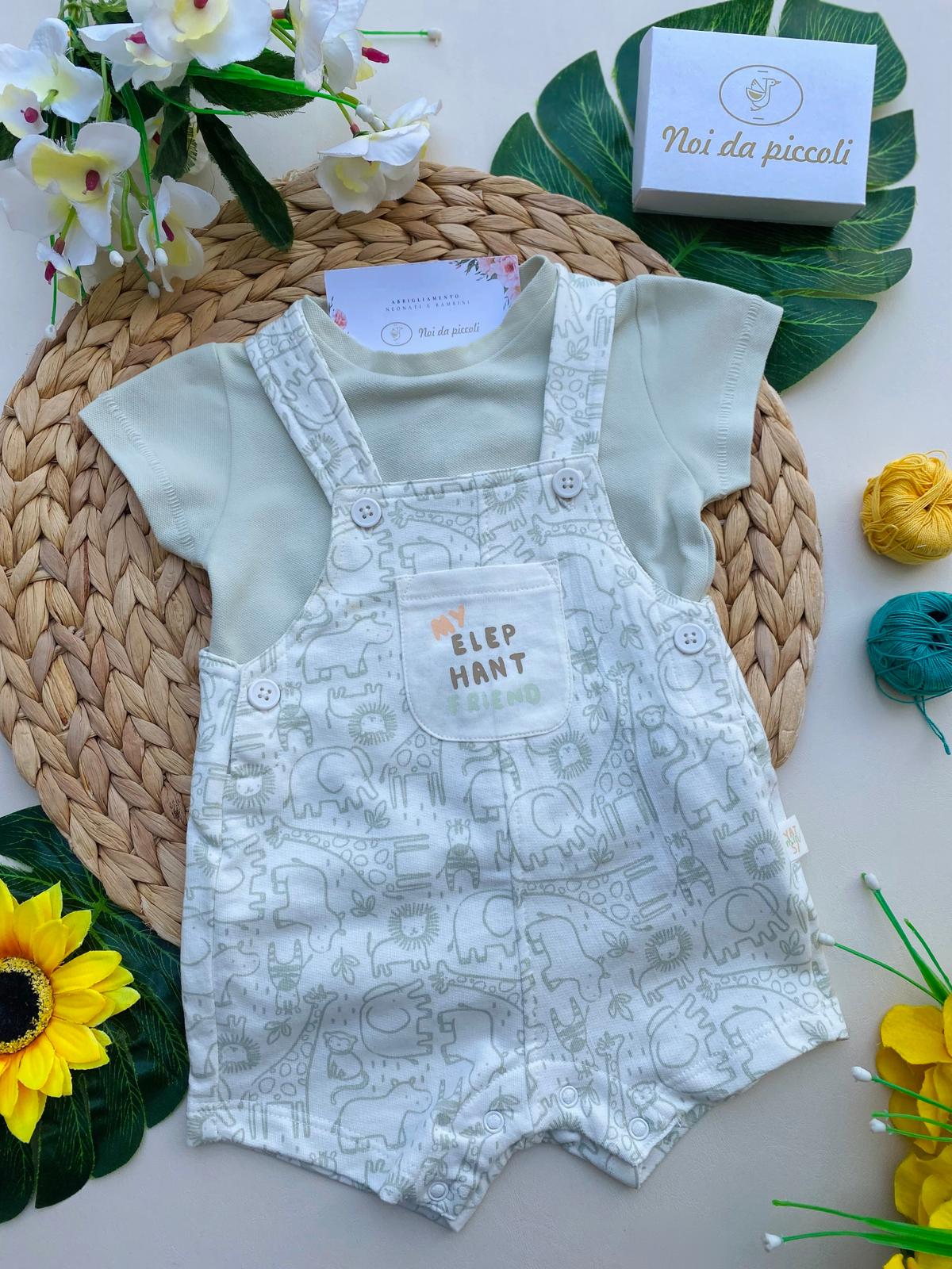 COMPLETO 2PZ 100 % COTONE Verde - Noi da piccoli