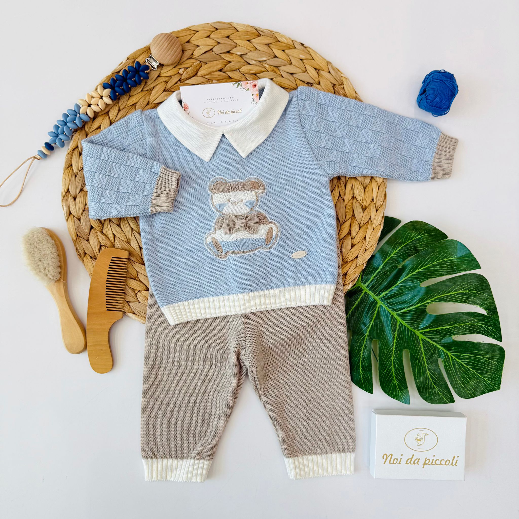 COMPLETO 2PZ 100% LANA MIX DI COLORI - Noi da piccoli