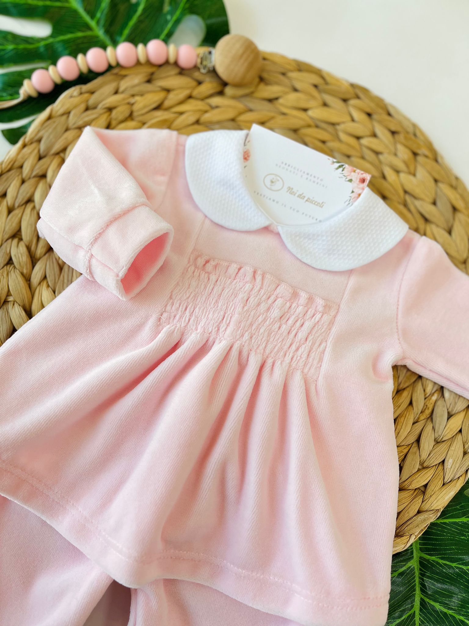 COMPLETO 2PZ ARRICCIATURA CINIGLIA ROSA - Noi da piccoli