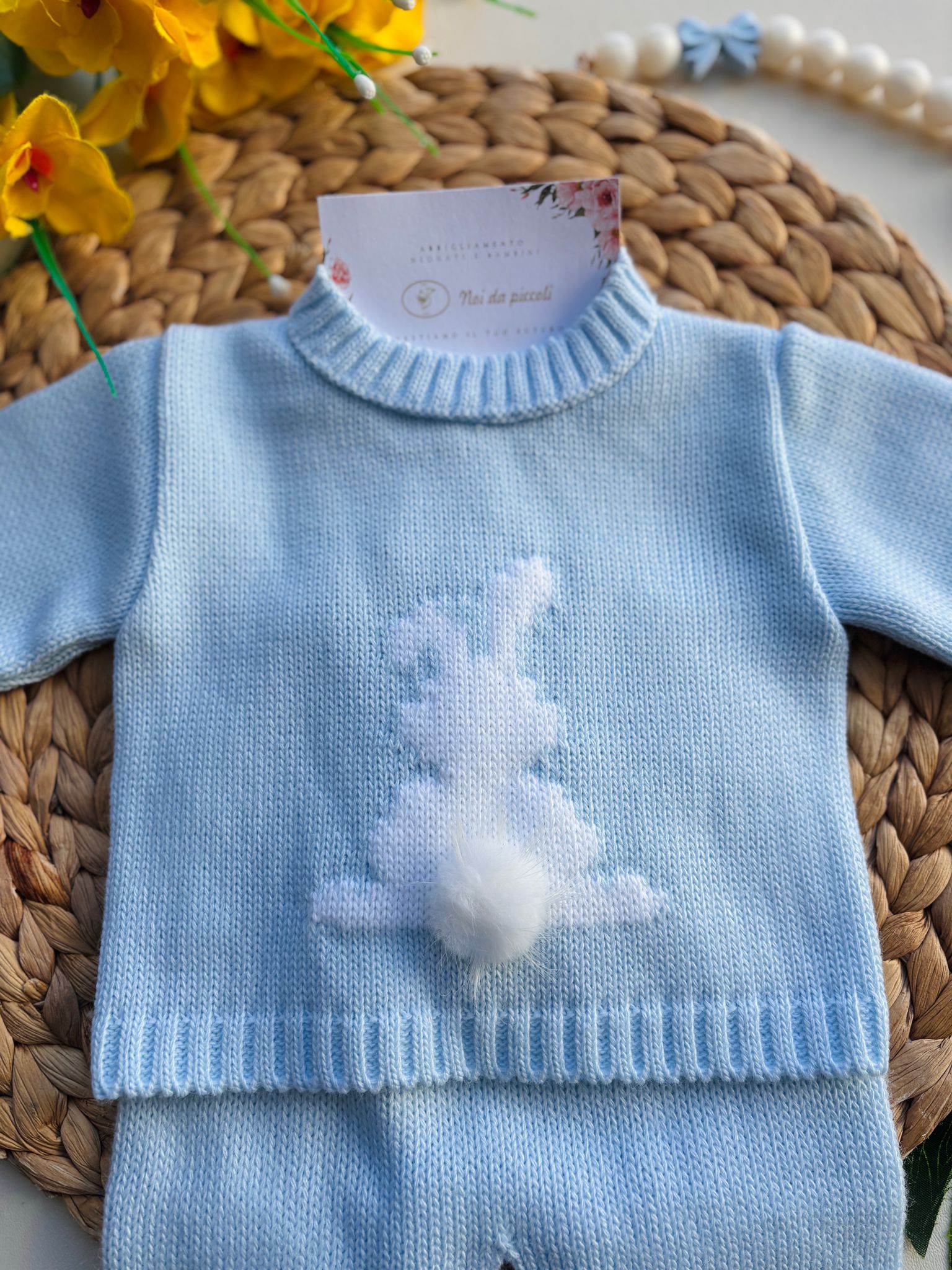 COMPLETO 2PZ BUNNY FILATO CALDO CELESTE - Noi da piccoli