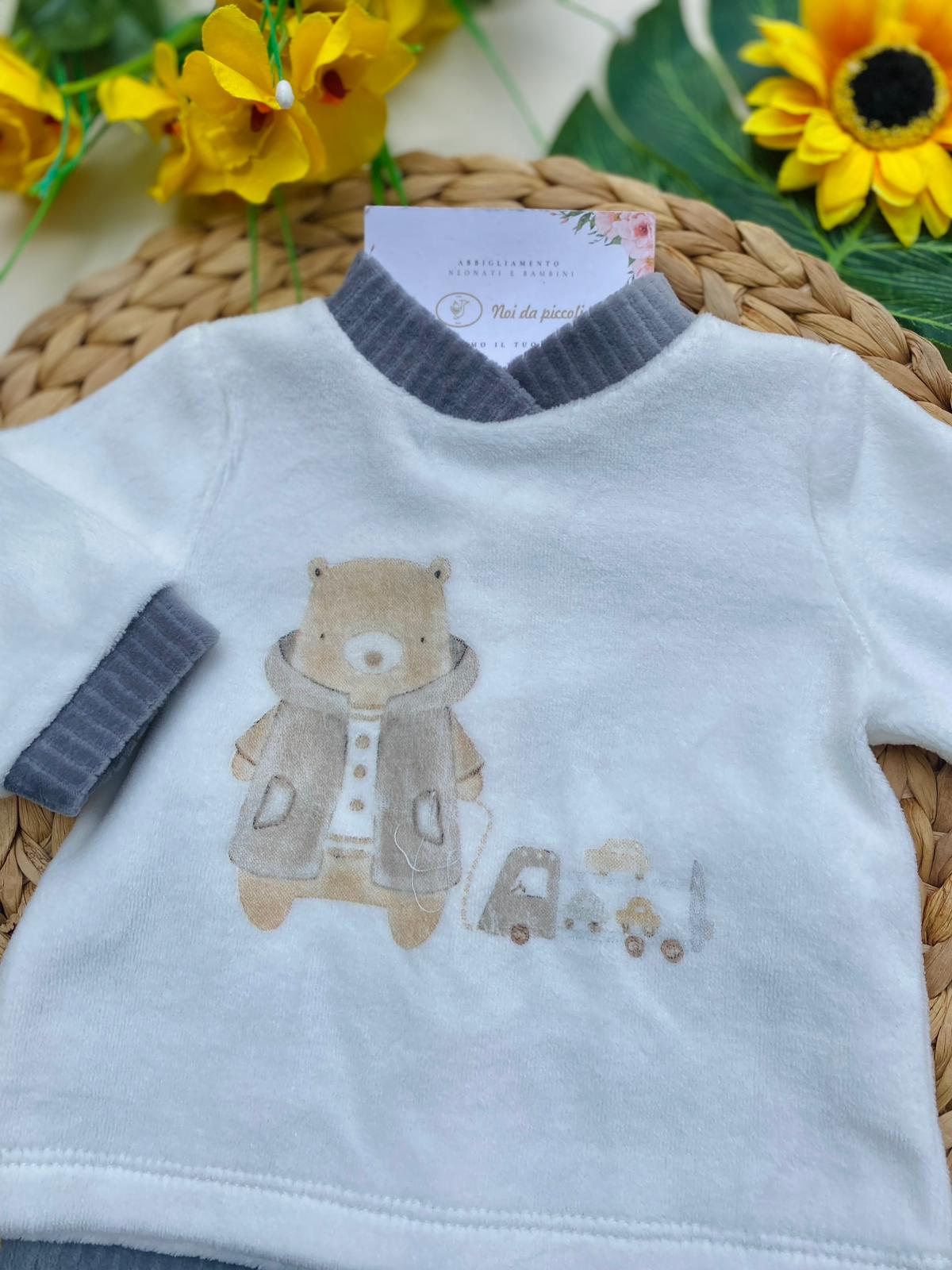 COMPLETO 2PZ CINIGLIA BIANCO E GRIGIO CON DISEGNINI - Noi da piccoli