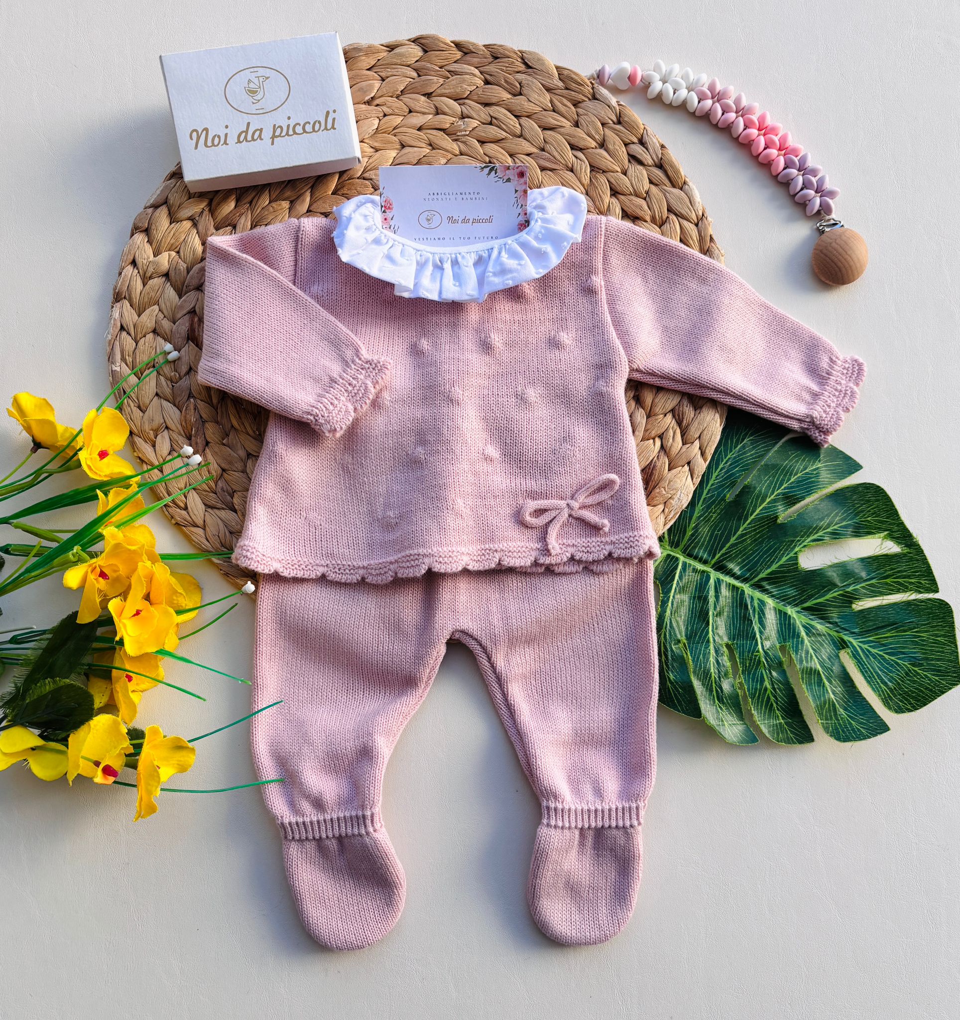 COMPLETO 2PZ COLLETTO PLUMETIS FILATO CALDO ROSADO - Noi da piccoli