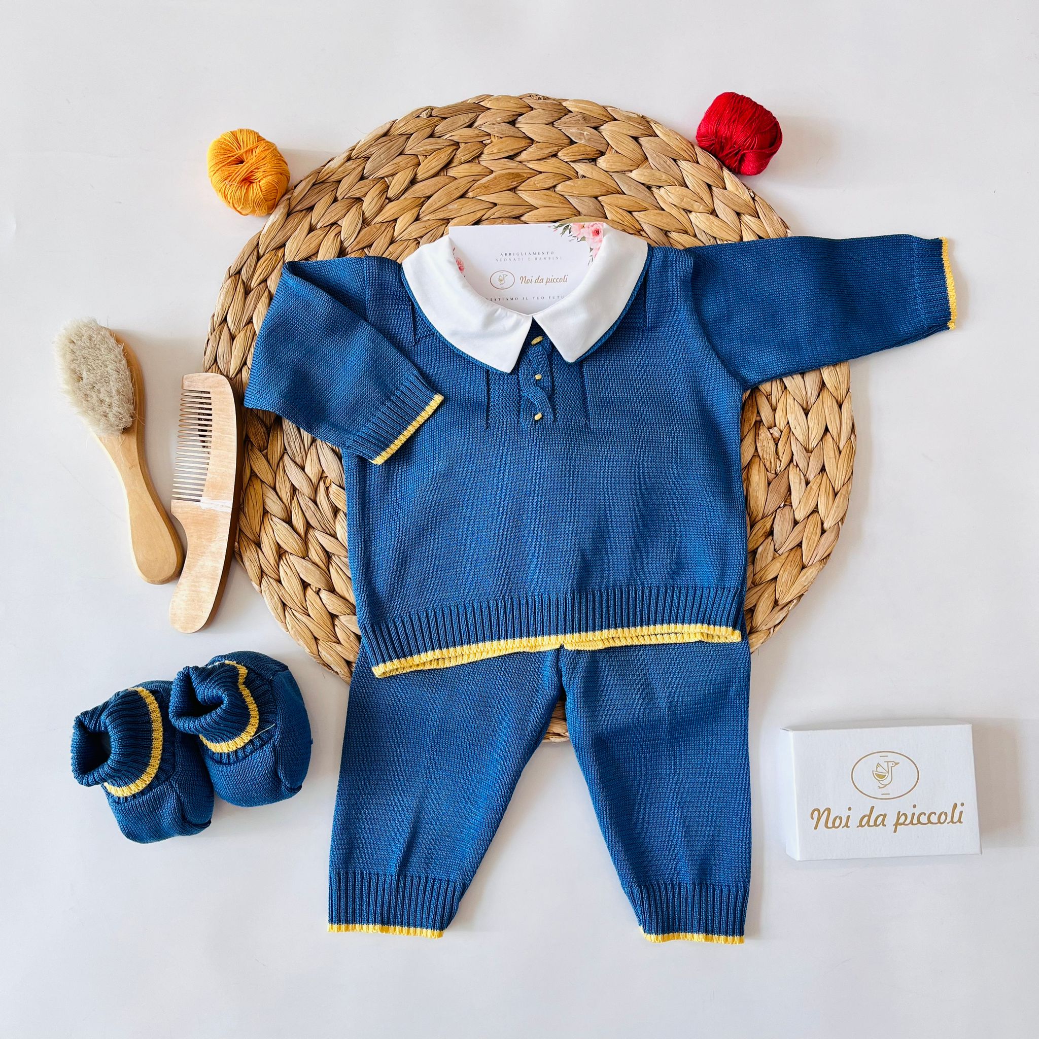 COMPLETO 2PZ CON BABBUCCE 100 % COTONE BLU - Noi da piccoli