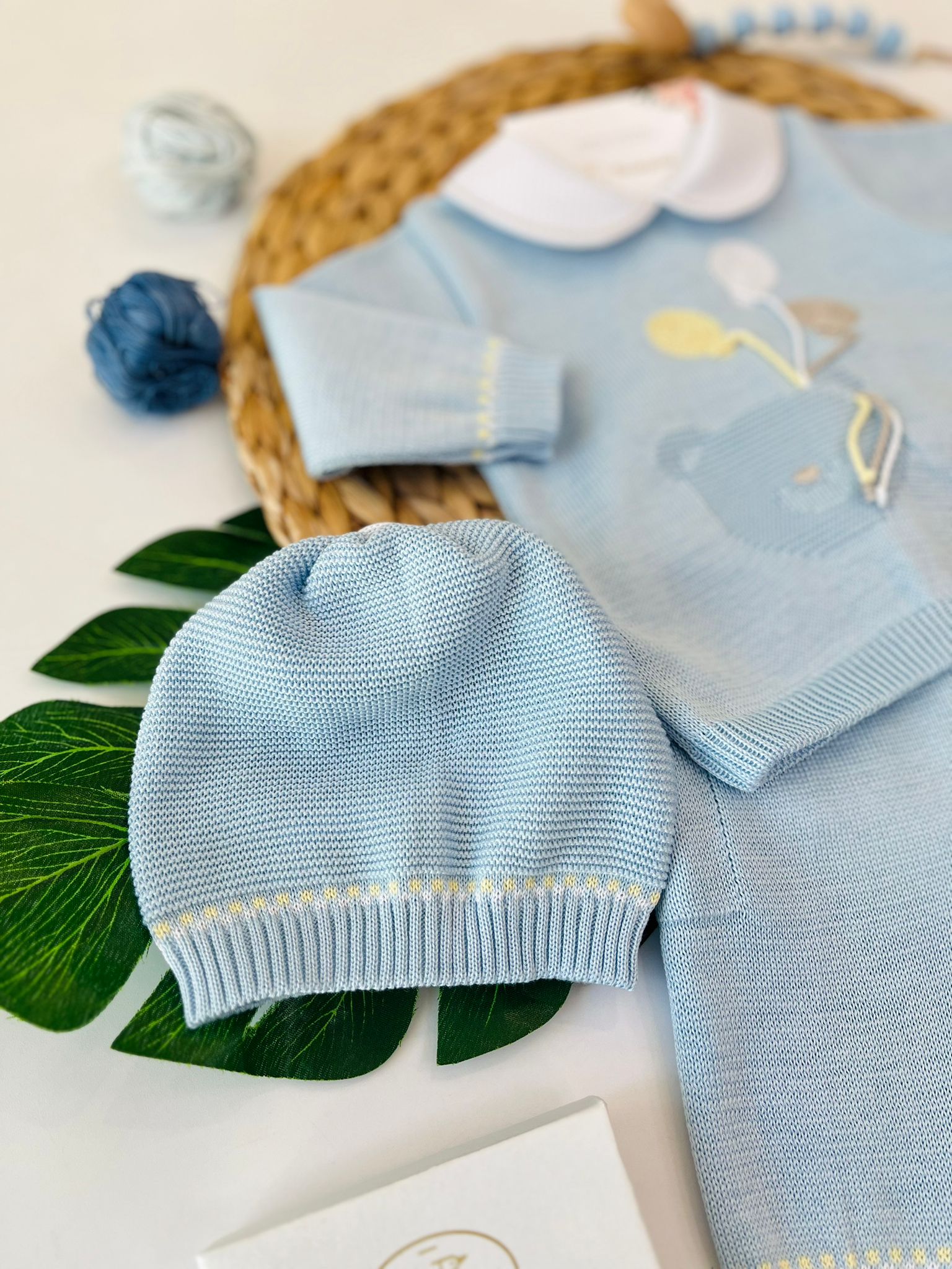 COMPLETO 2PZ CON PARURE 100% FILO DI COTONE CIELO - Noi da piccoli