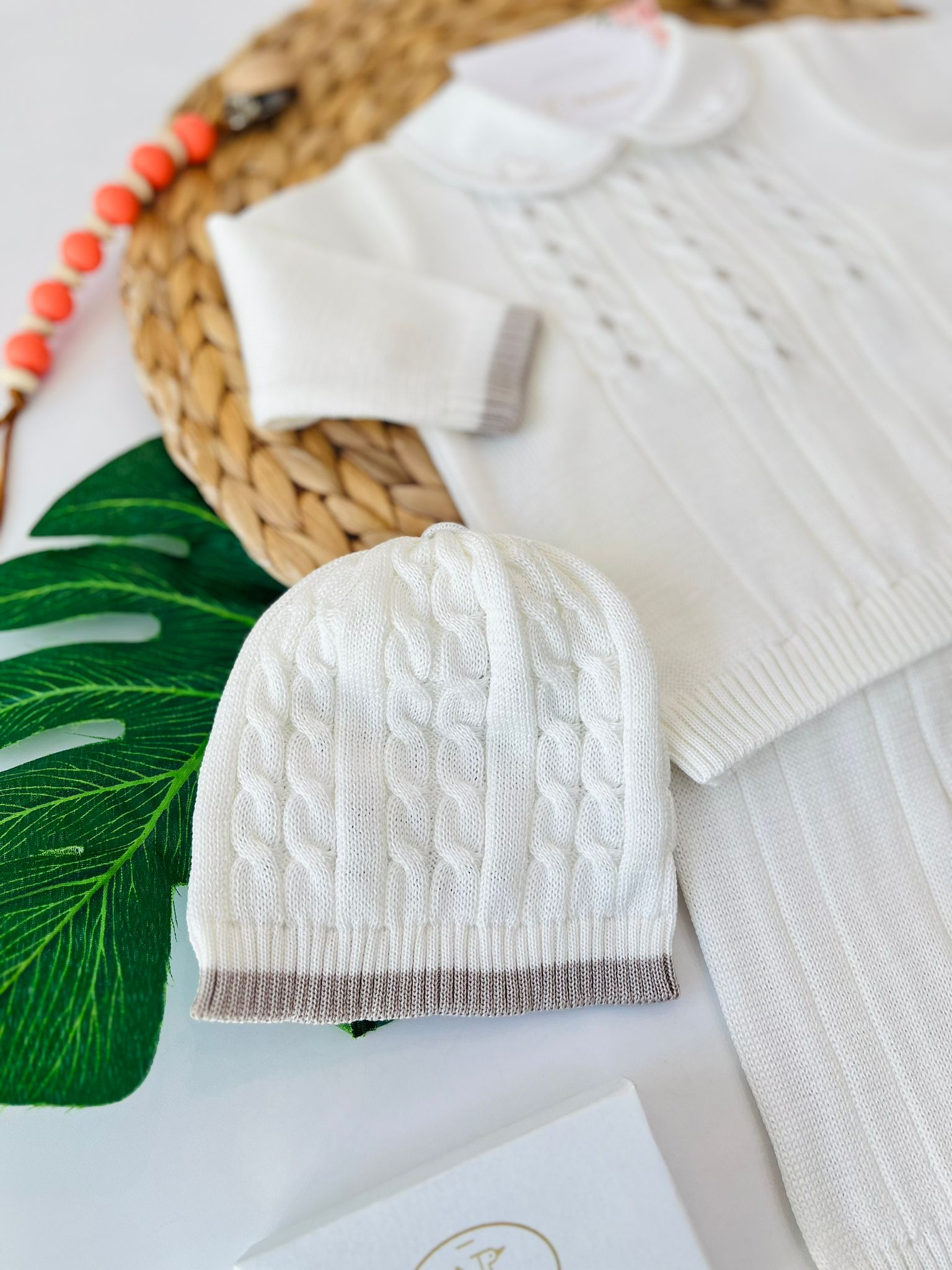 COMPLETO 2PZ CON PARURE 100% FILO DI COTONE VANIGLIA NOCE - Noi da piccoli