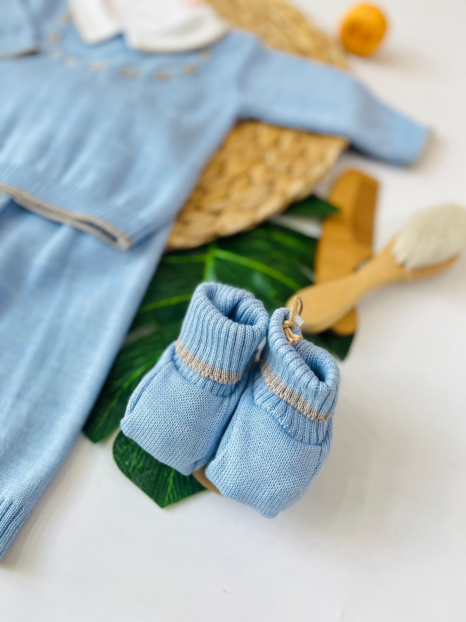 COMPLETO 2PZ CON PARURE FILATO CALDO CIELO TORTORA - Noi da piccoli