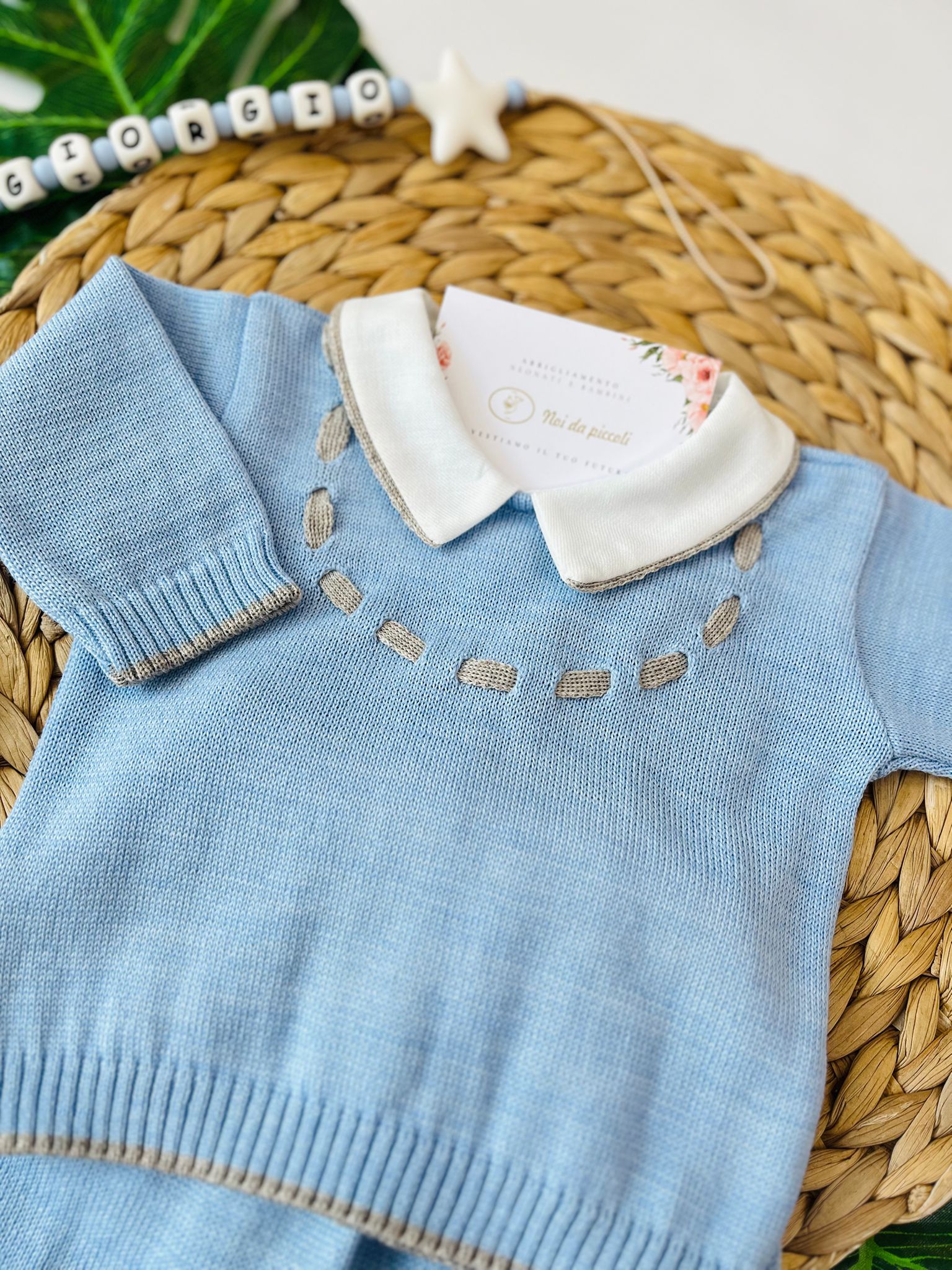 COMPLETO 2PZ CON PARURE FILATO CALDO CIELO TORTORA - Noi da piccoli