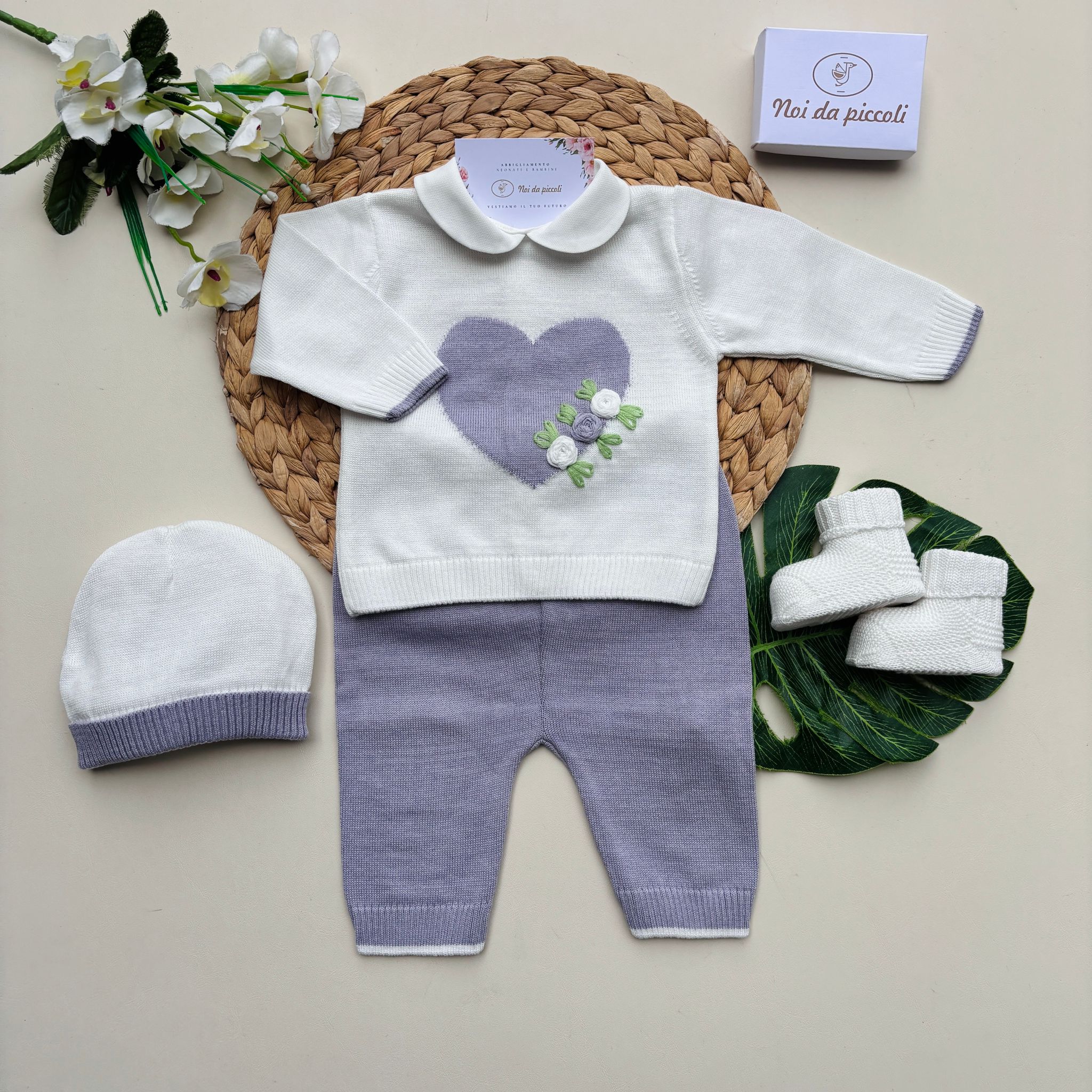 COMPLETO 2PZ CON PARURE IN FILO LILLA - Noi da piccoli