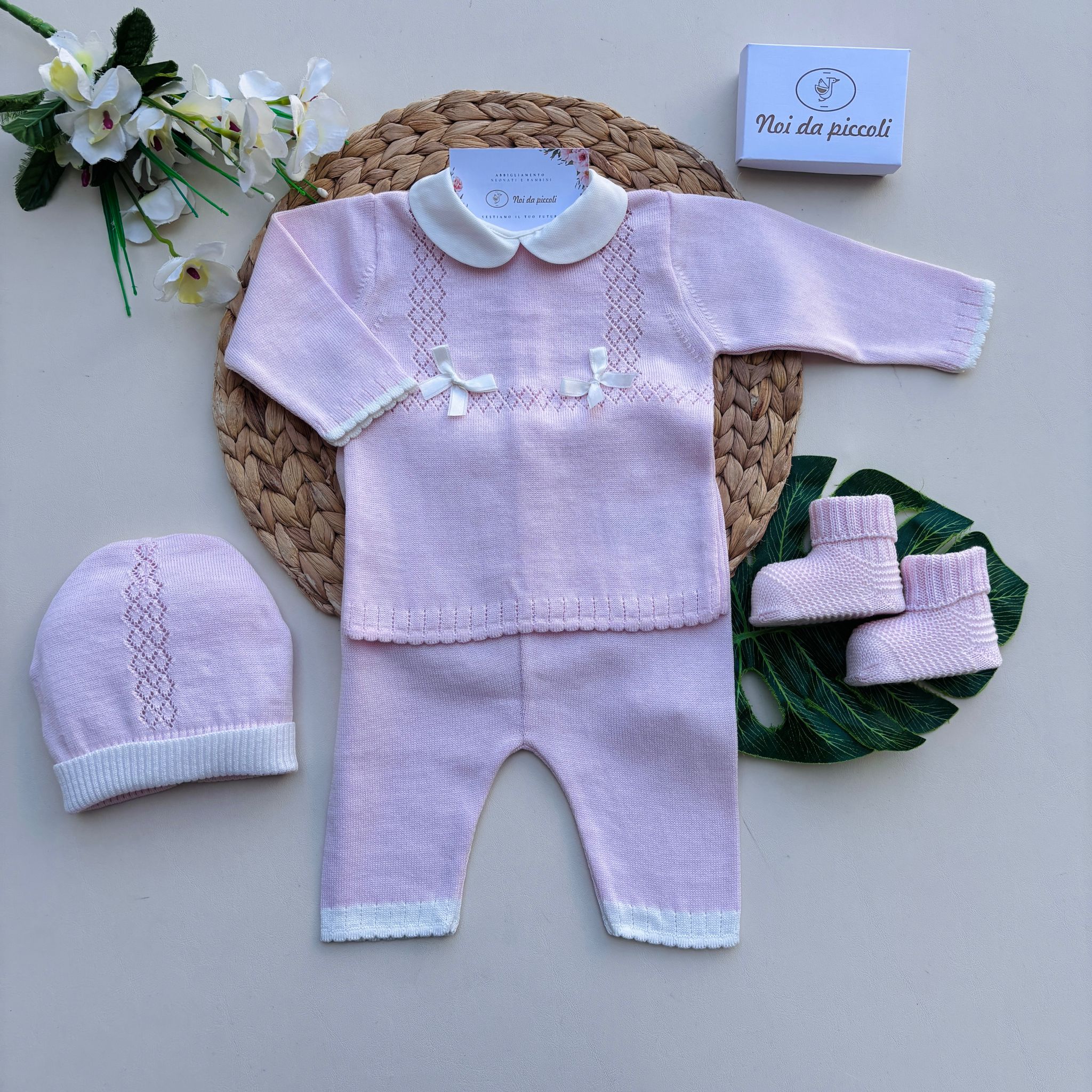 COMPLETO 2PZ CON PARURE IN FILO ROSA - Noi da piccoli