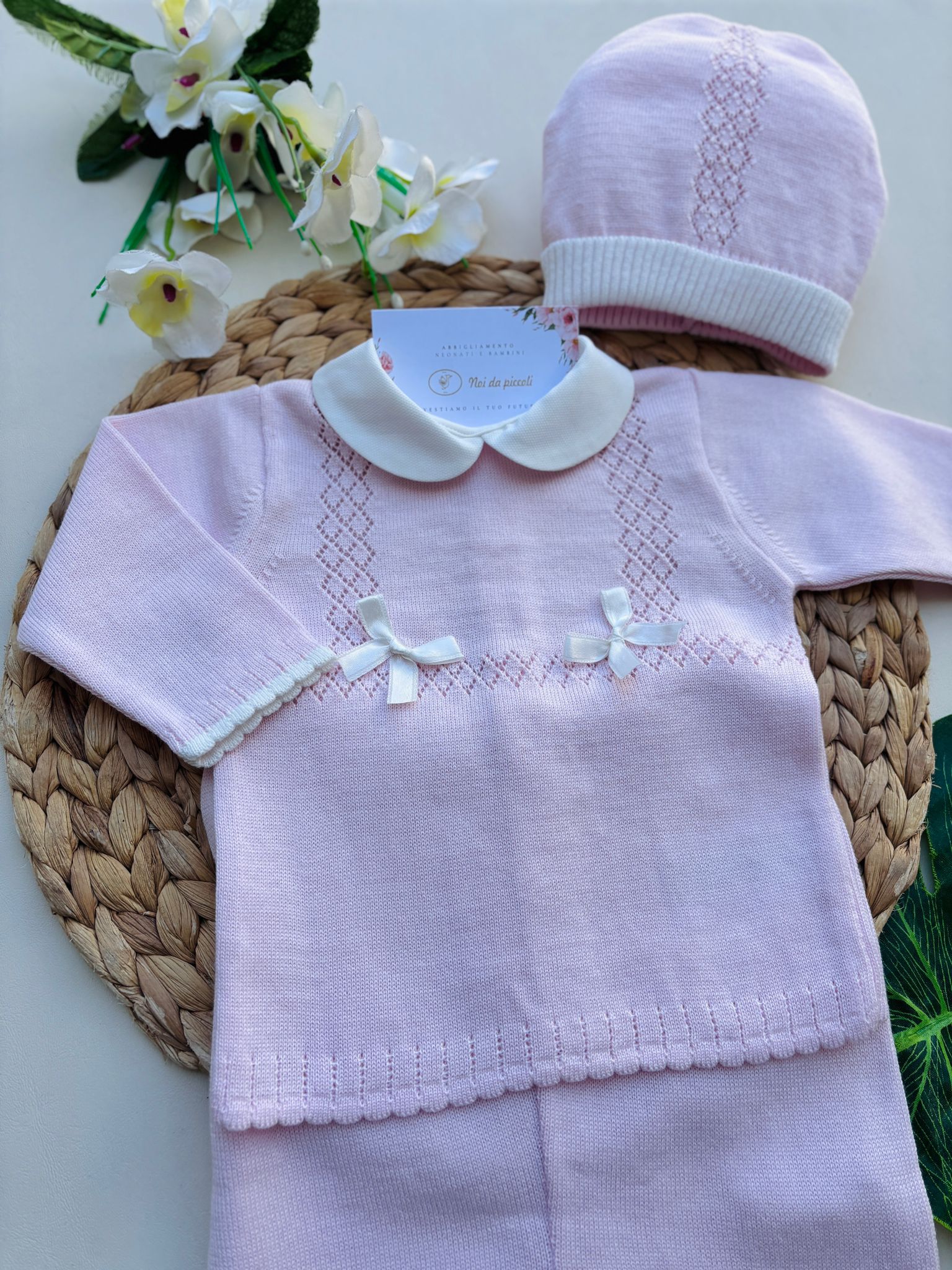 COMPLETO 2PZ CON PARURE IN FILO ROSA - Noi da piccoli