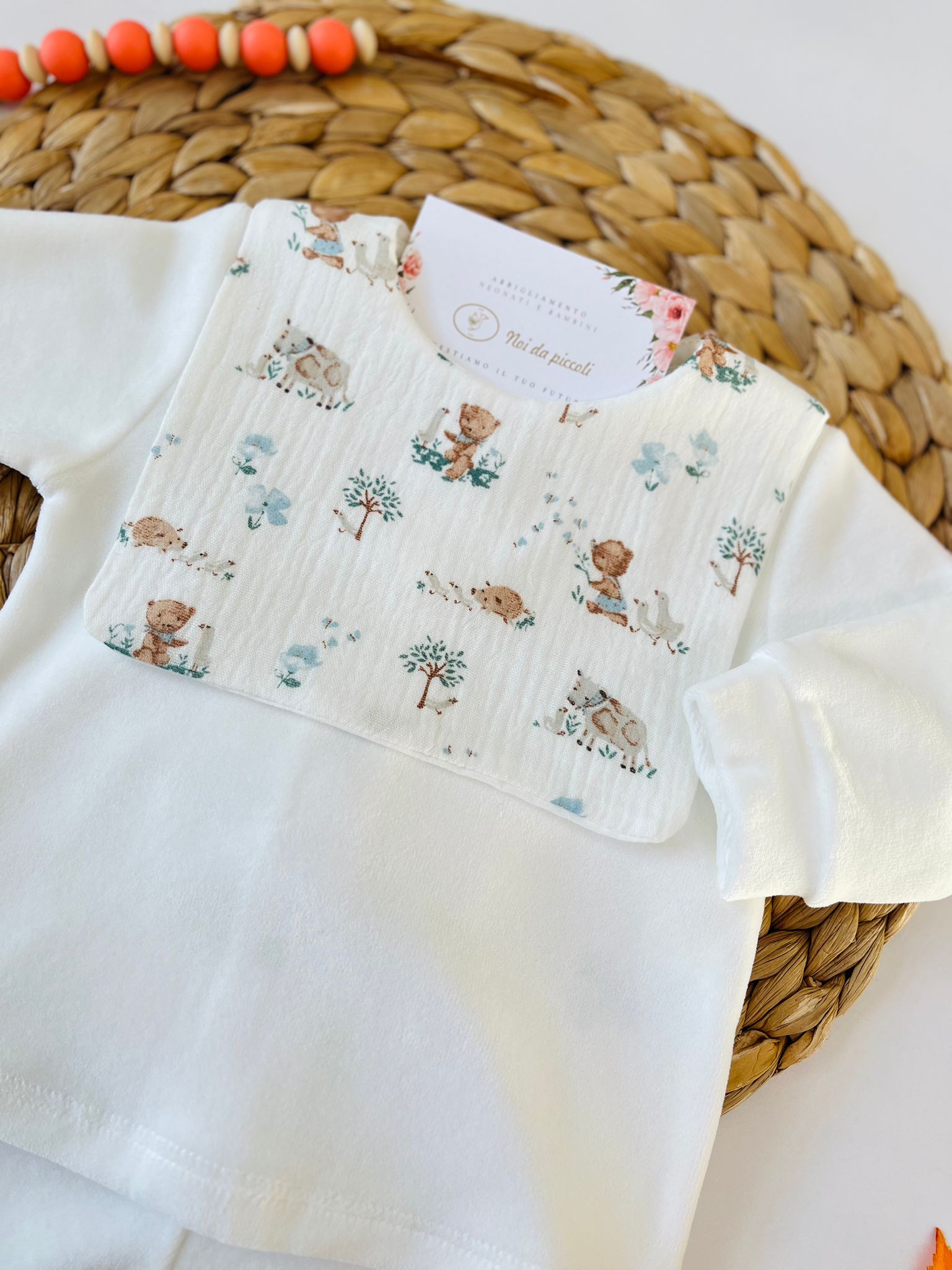 COMPLETO 2PZ CON PATTEN ANIMALI DI BOSCO CINIGLIA PANNA - Noi da piccoli