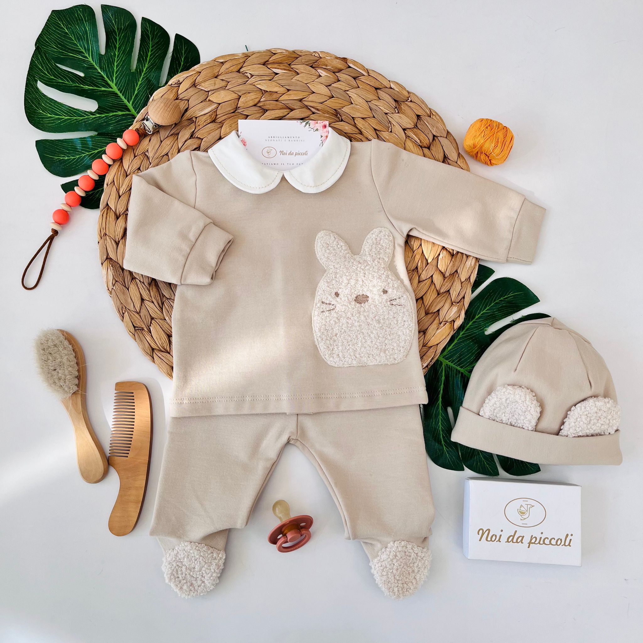 COMPLETO 2PZ COTONE CALDO E SHERPA BEIGE - Noi da piccoli