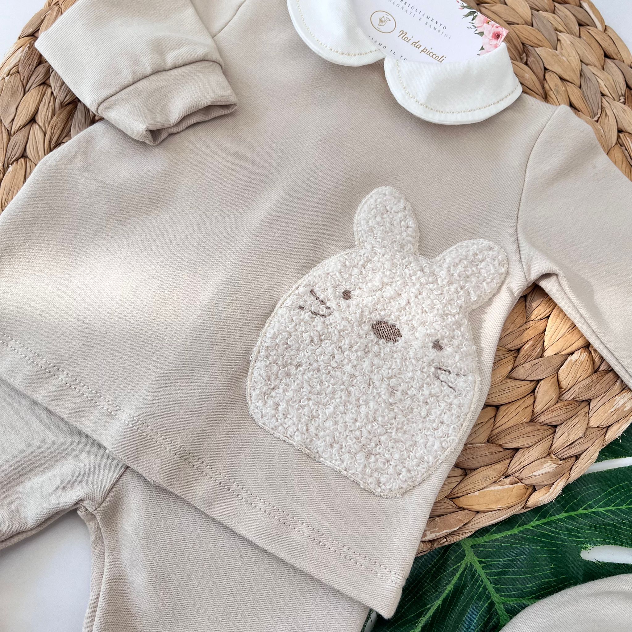 COMPLETO 2PZ COTONE CALDO E SHERPA BEIGE - Noi da piccoli