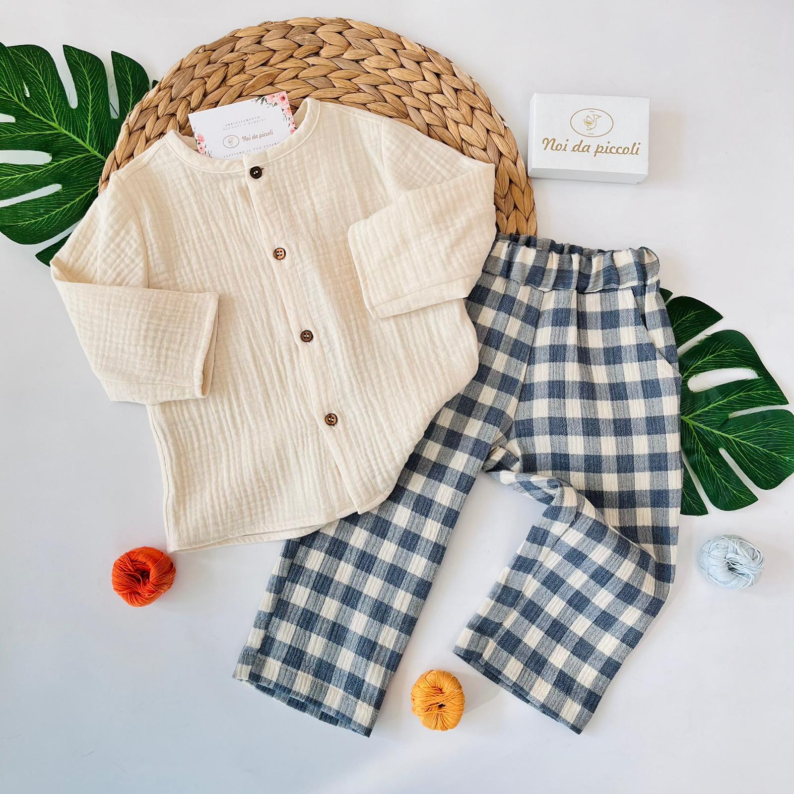 COMPLETO 2PZ COTONE E MUSSOLA BEIGE - Noi da piccoli
