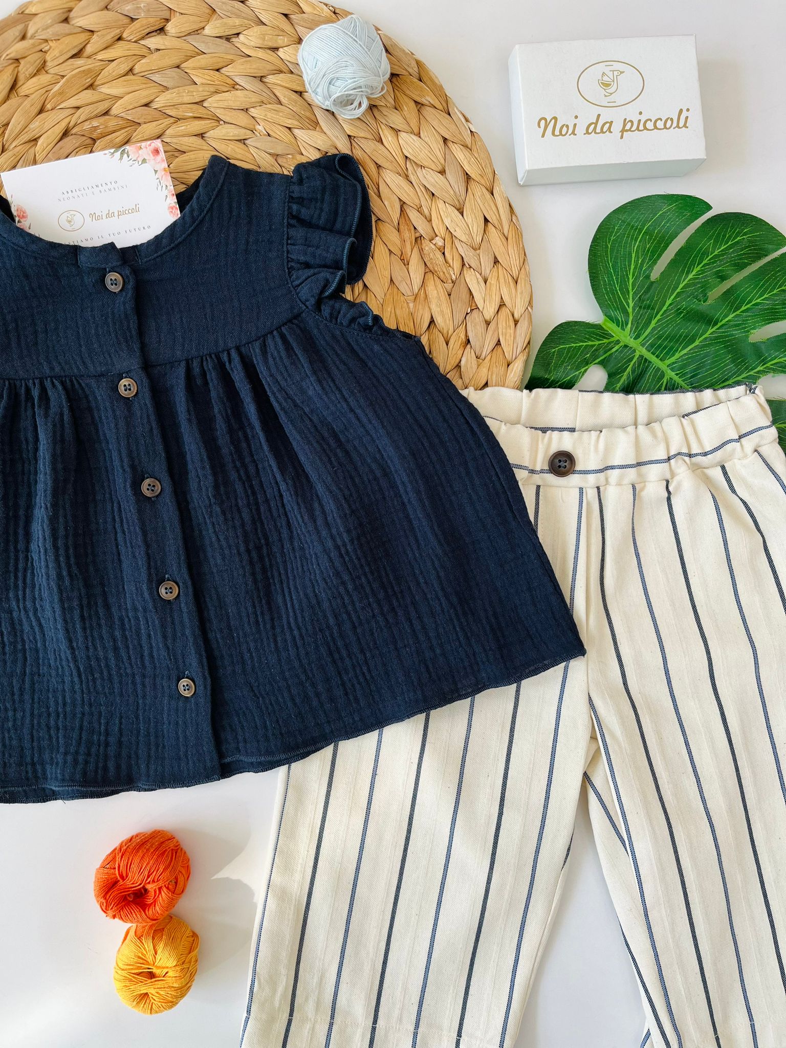 COMPLETO 2PZ COTONE E MUSSOLA BLU - Noi da piccoli