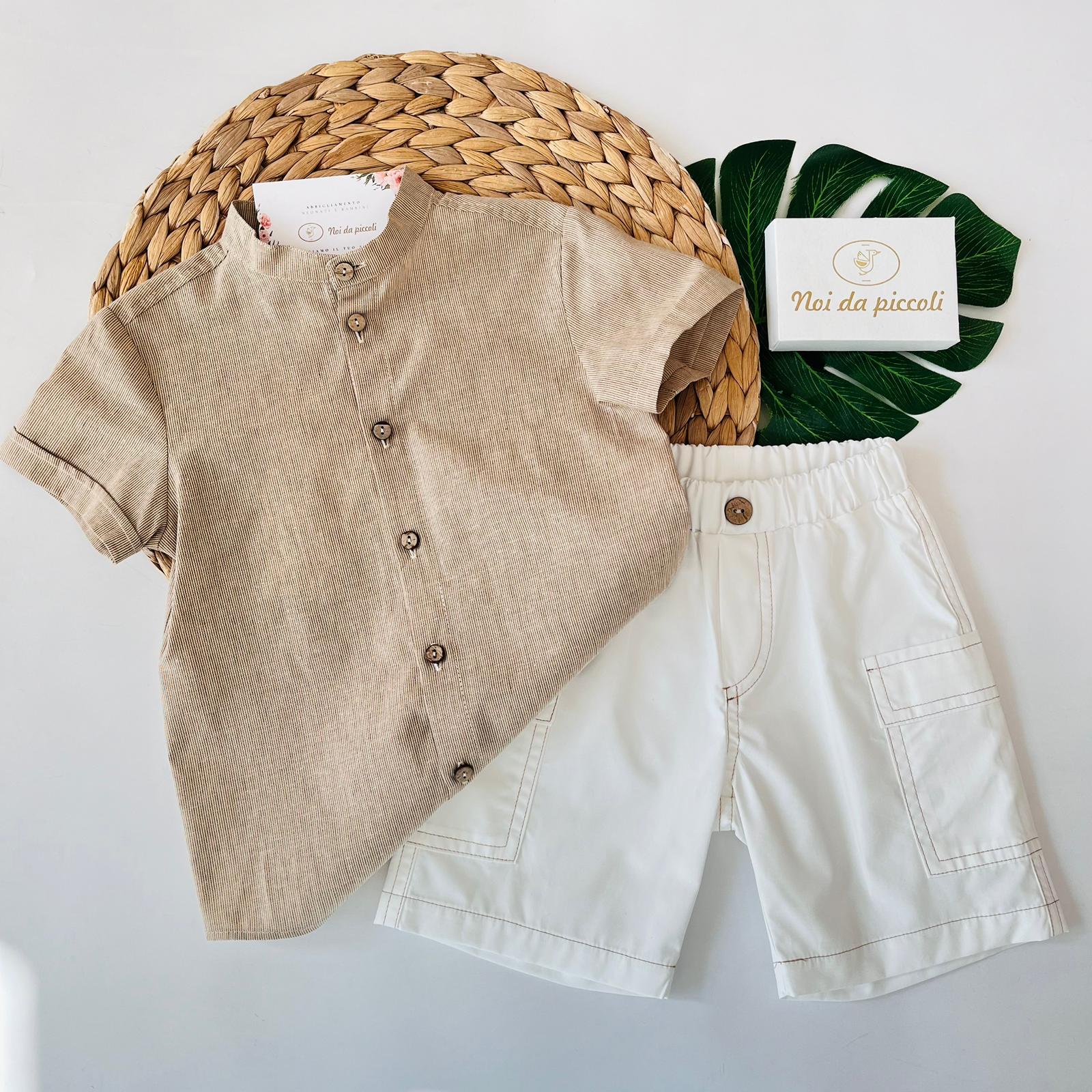 COMPLETO 2PZ COTONE FRESCO BEIGE - Noi da piccoli