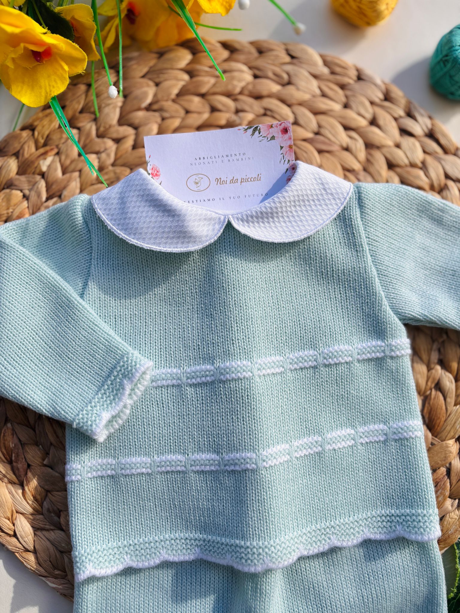 COMPLETO 2PZ FILATO CALDO VERDE MENTA - Noi da piccoli