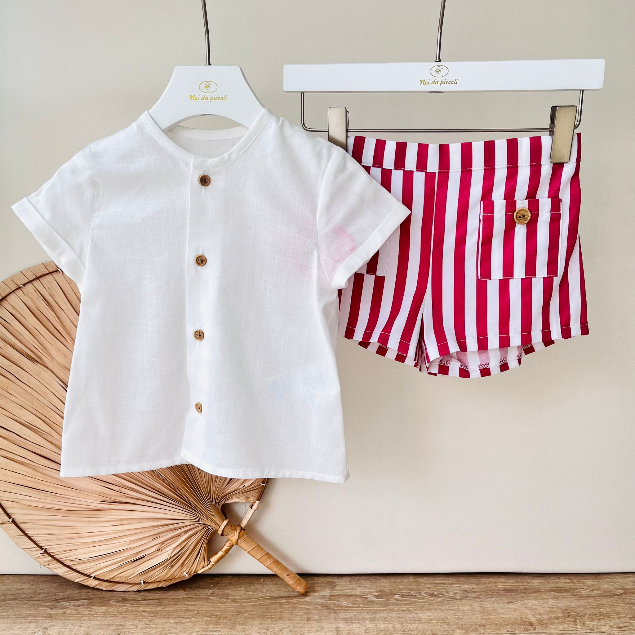 COMPLETO 2PZ LIVORNO 100 % COTONE ROSSO - Noi da piccoli