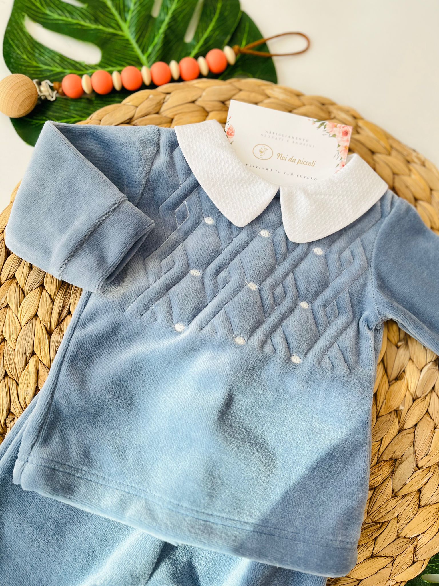 COMPLETO 2PZ ROMBI E POIS CINIGLIA JEANS - Noi da piccoli