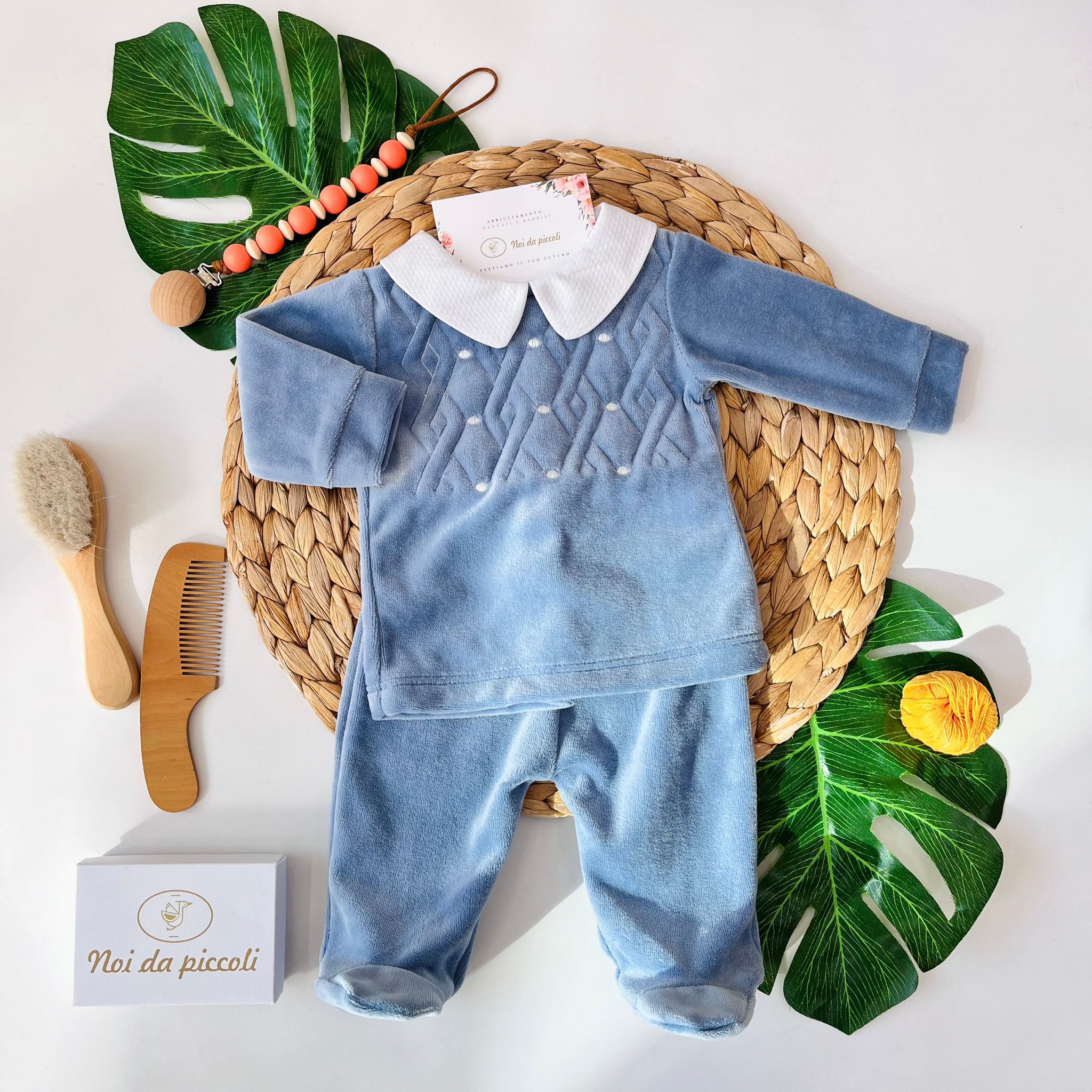 COMPLETO 2PZ ROMBI E POIS CINIGLIA JEANS - Noi da piccoli